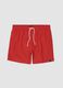 Red swim shorts with elasticated waistband and drawstring_0