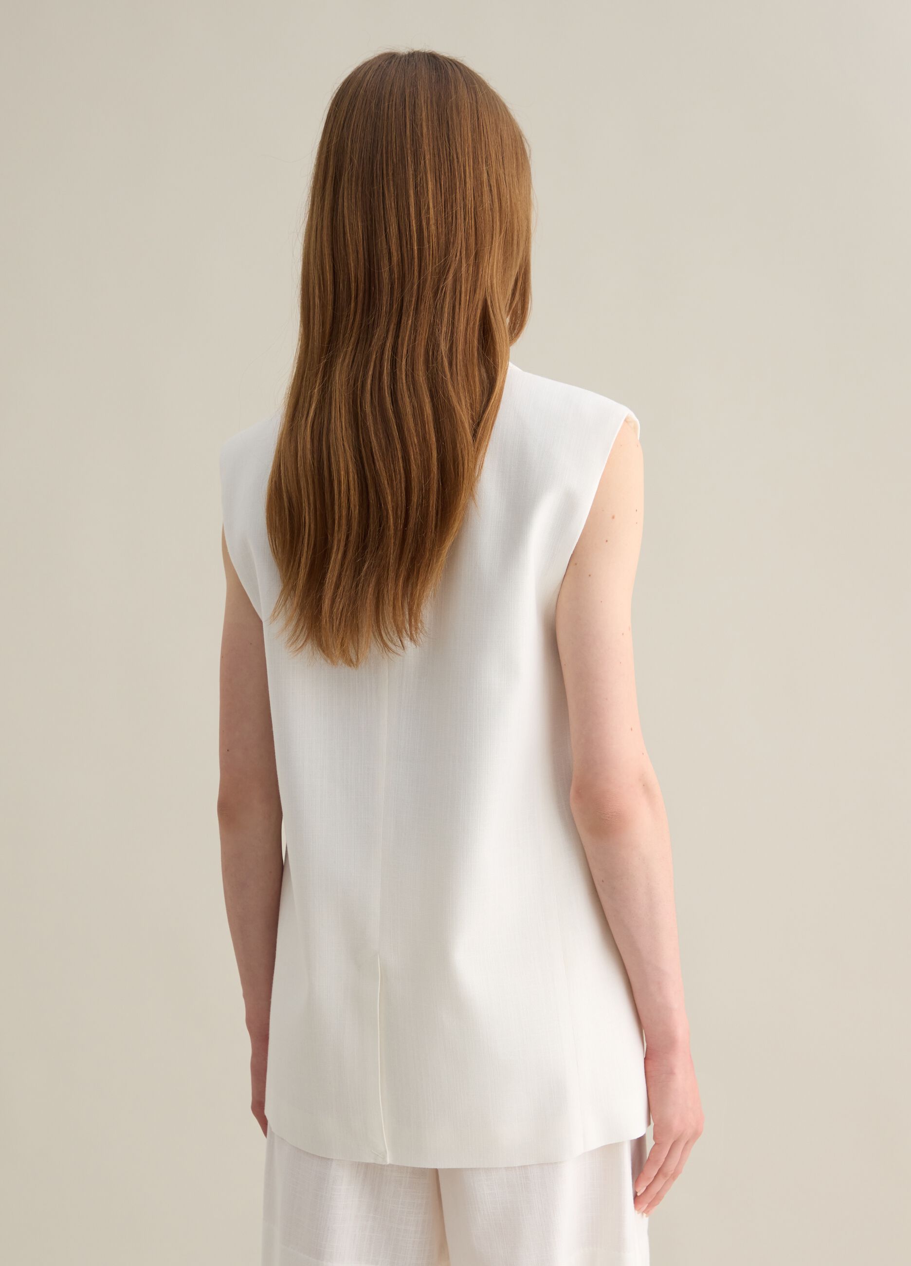 Gilet da donna in cotone e viscosa bianco regular fit