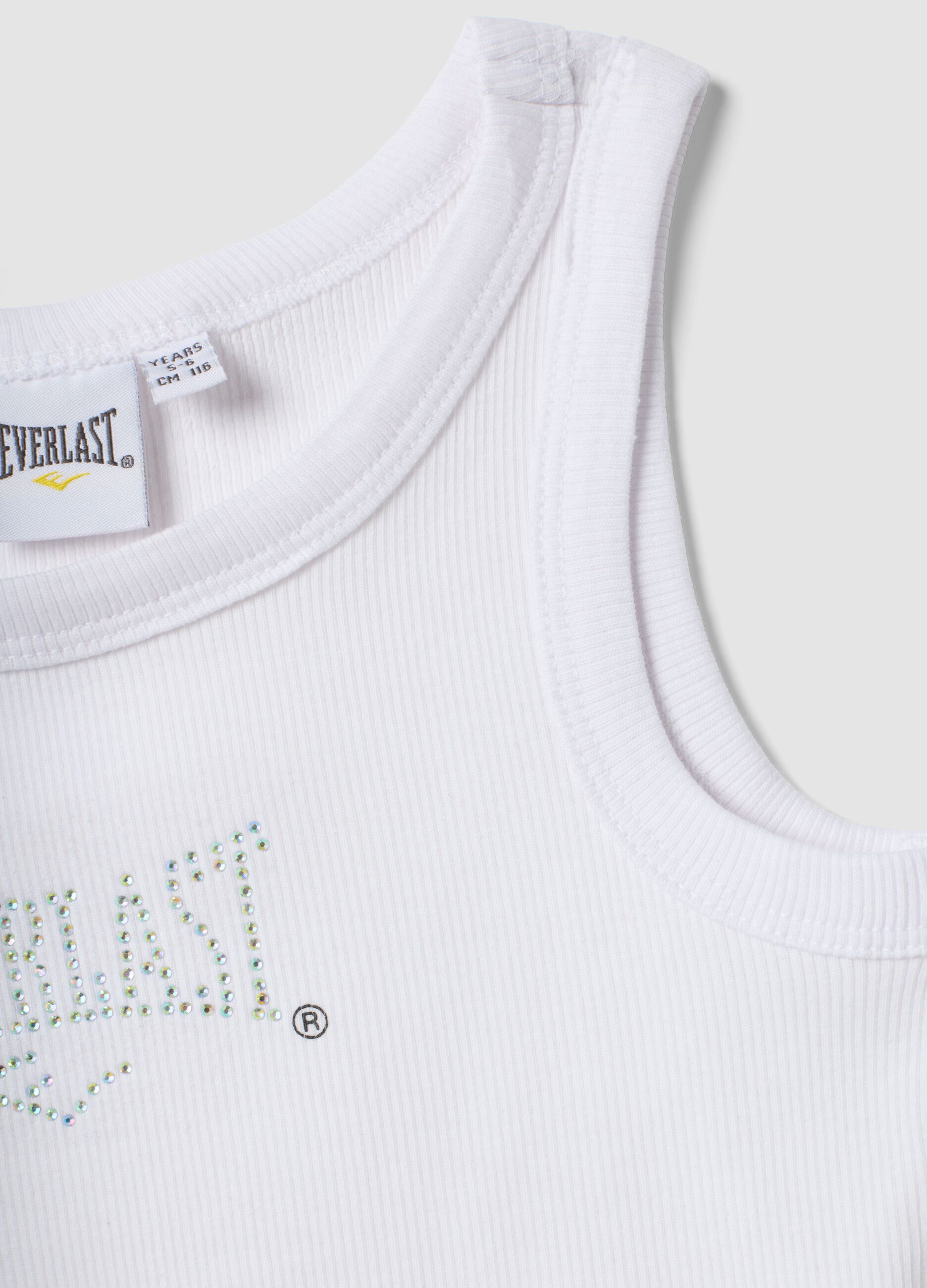 White ribbed stretch cotton tank top