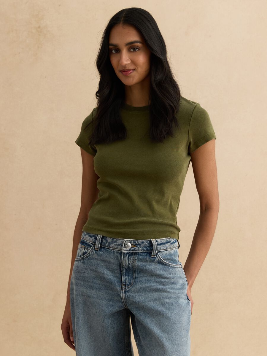 Fitted stretch cotton green t-shirt_1