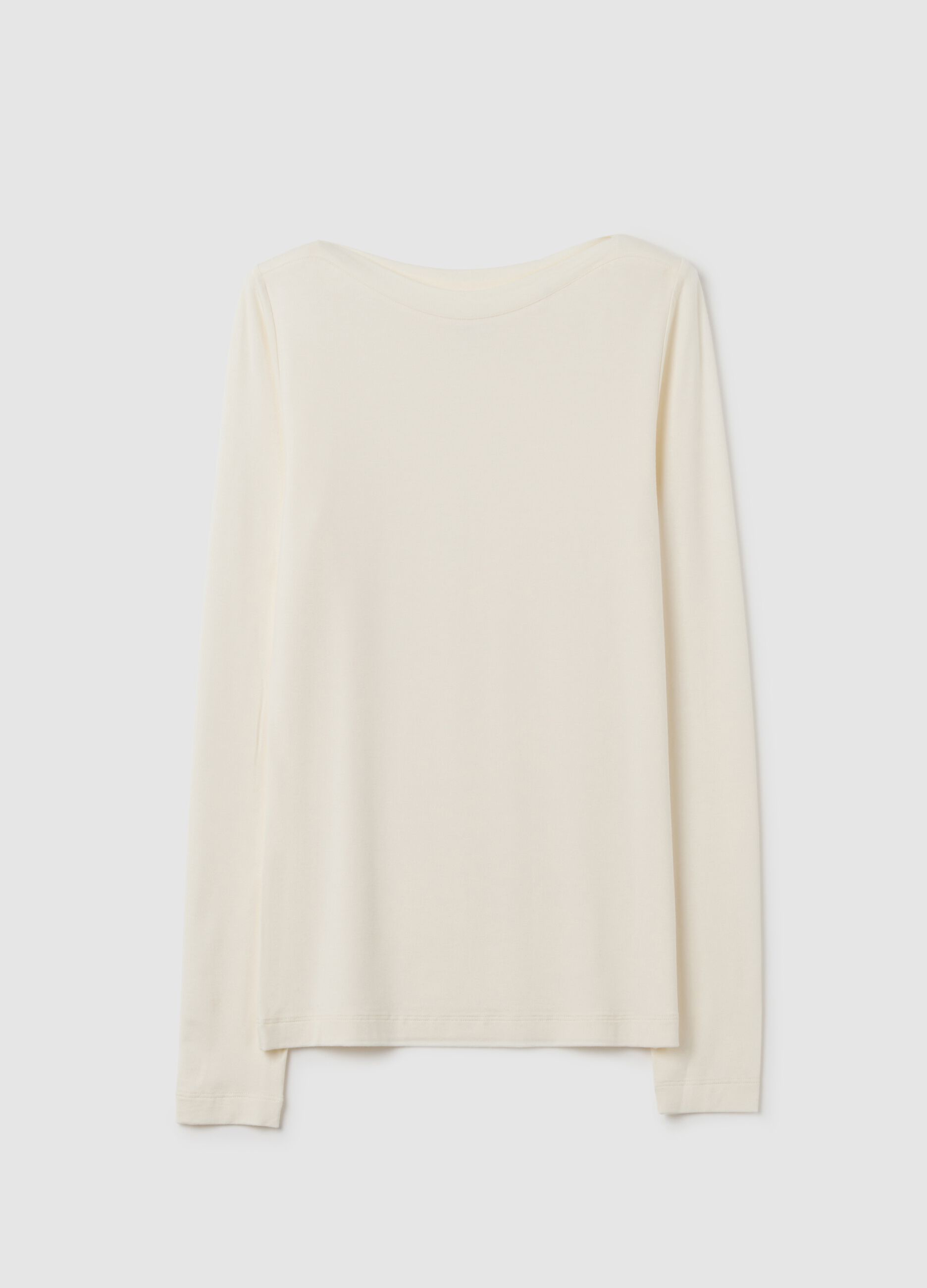 T-shirt in viscosa elasticizzata beige regular fit