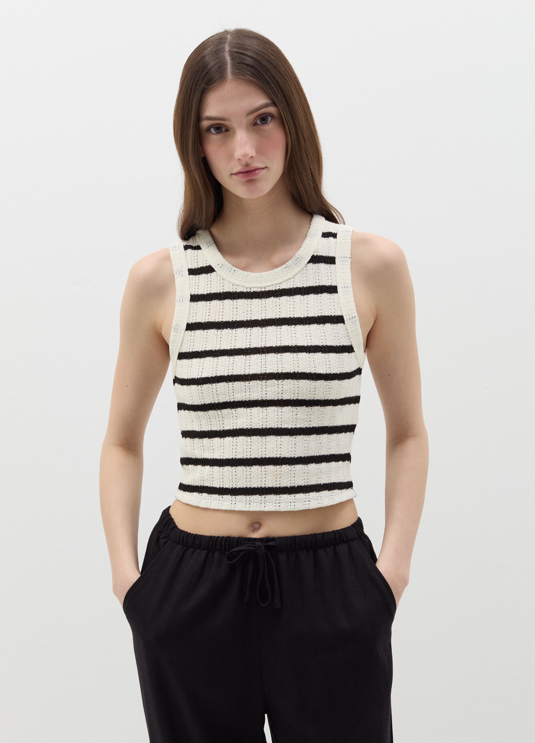Striped crochet tank top