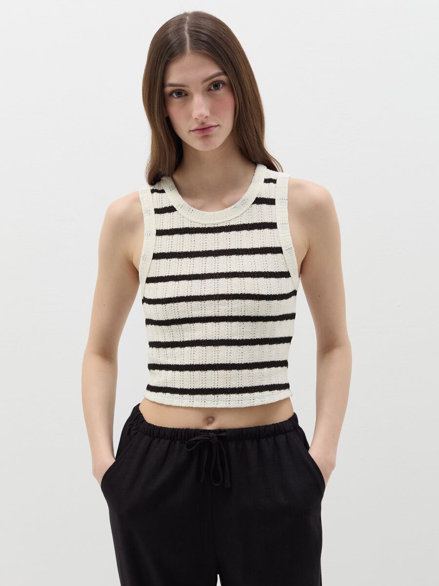 Striped crochet tank top_0
