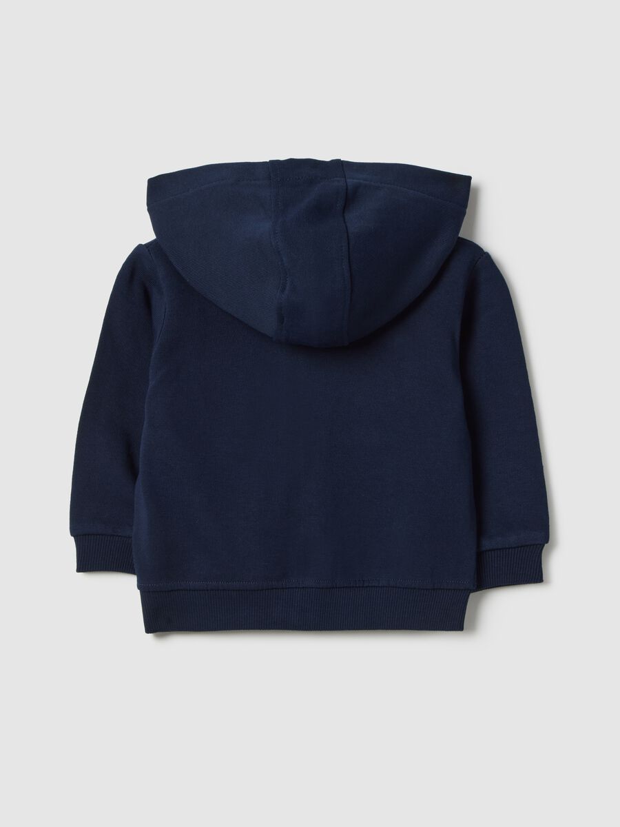 Blue pure cotton hoodie for kids with regular fit and zip_1