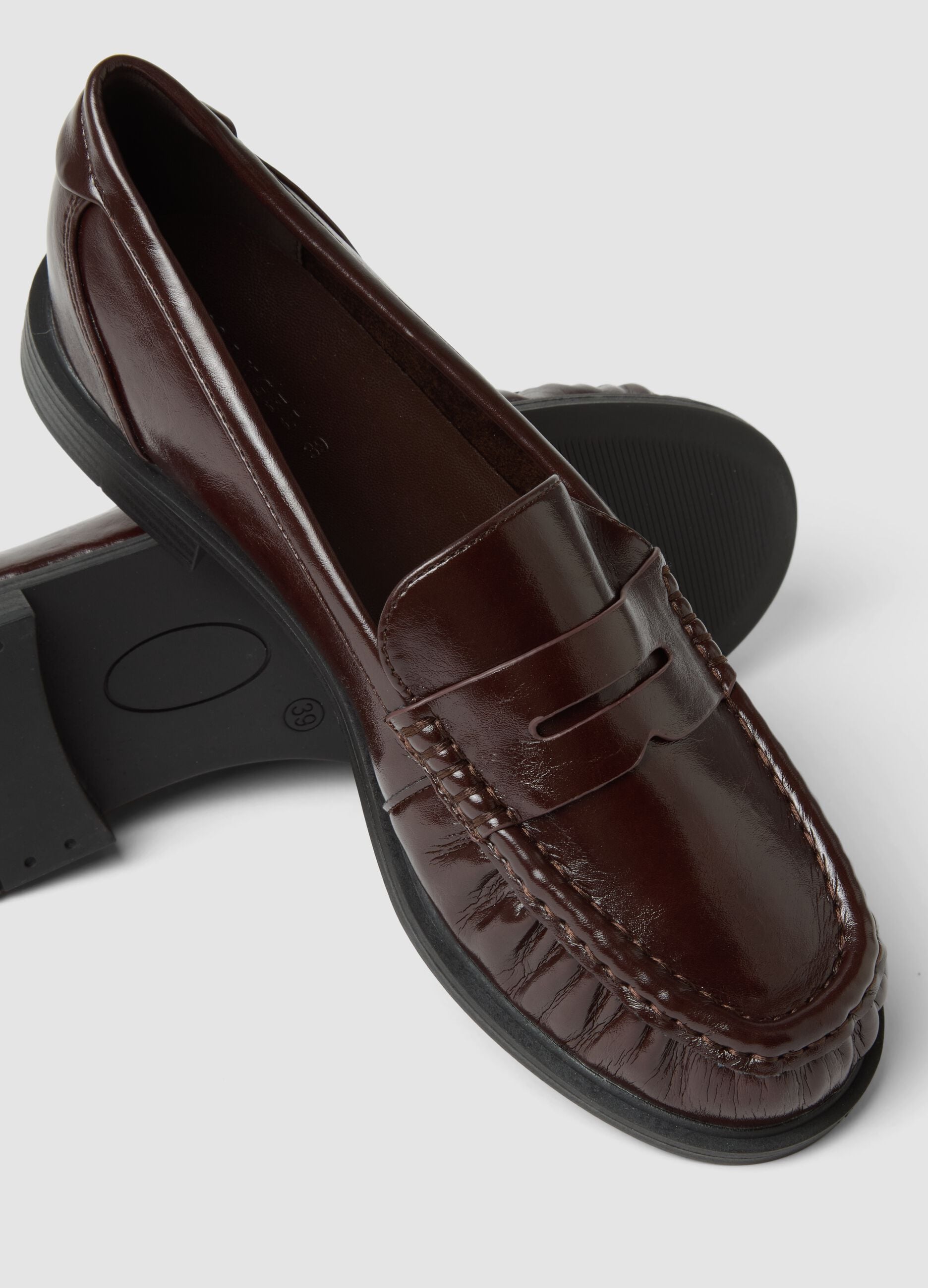 Classic glossy brown loafers