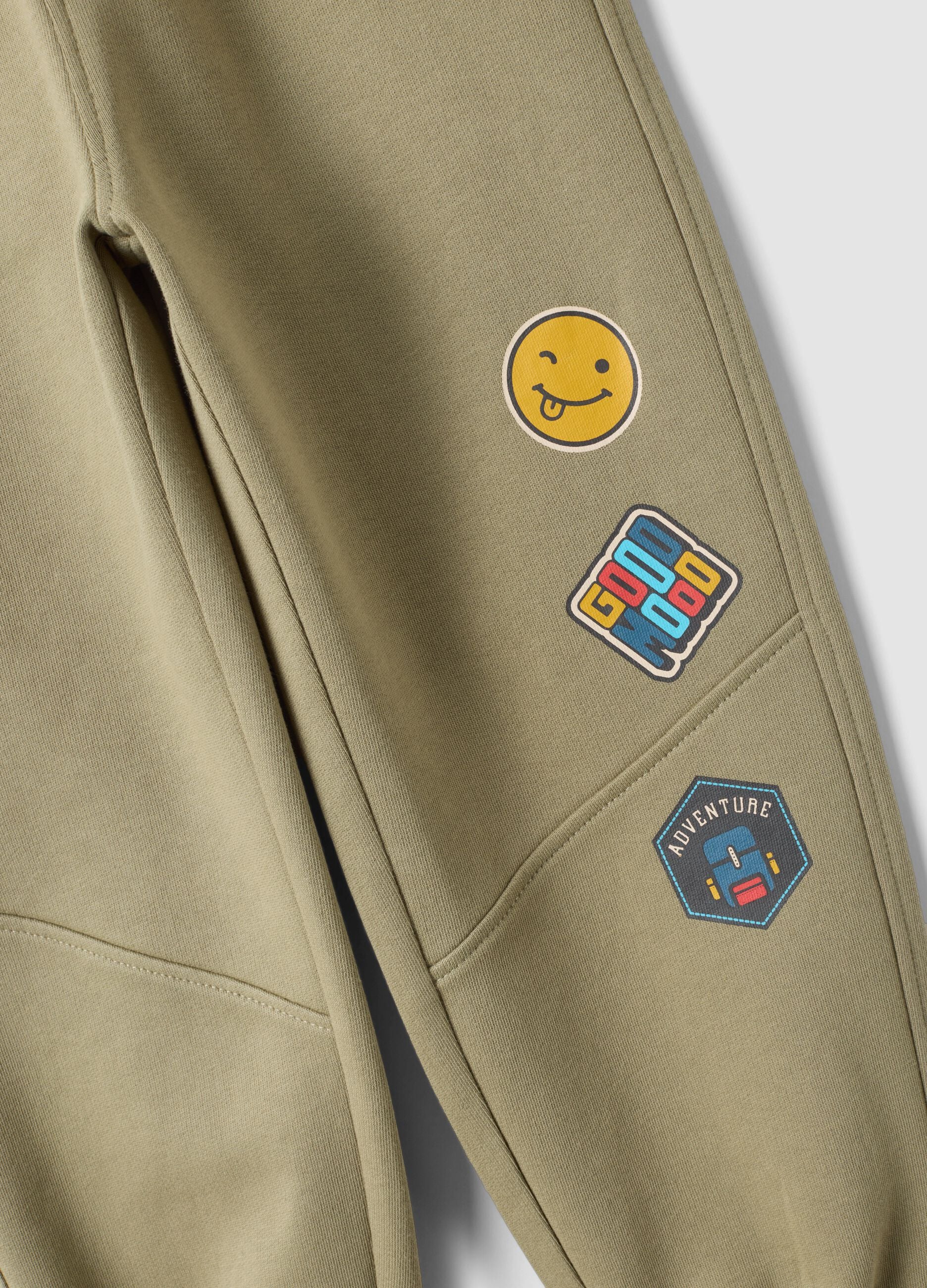 Beige pure cotton fleece over-fit jogger trousers