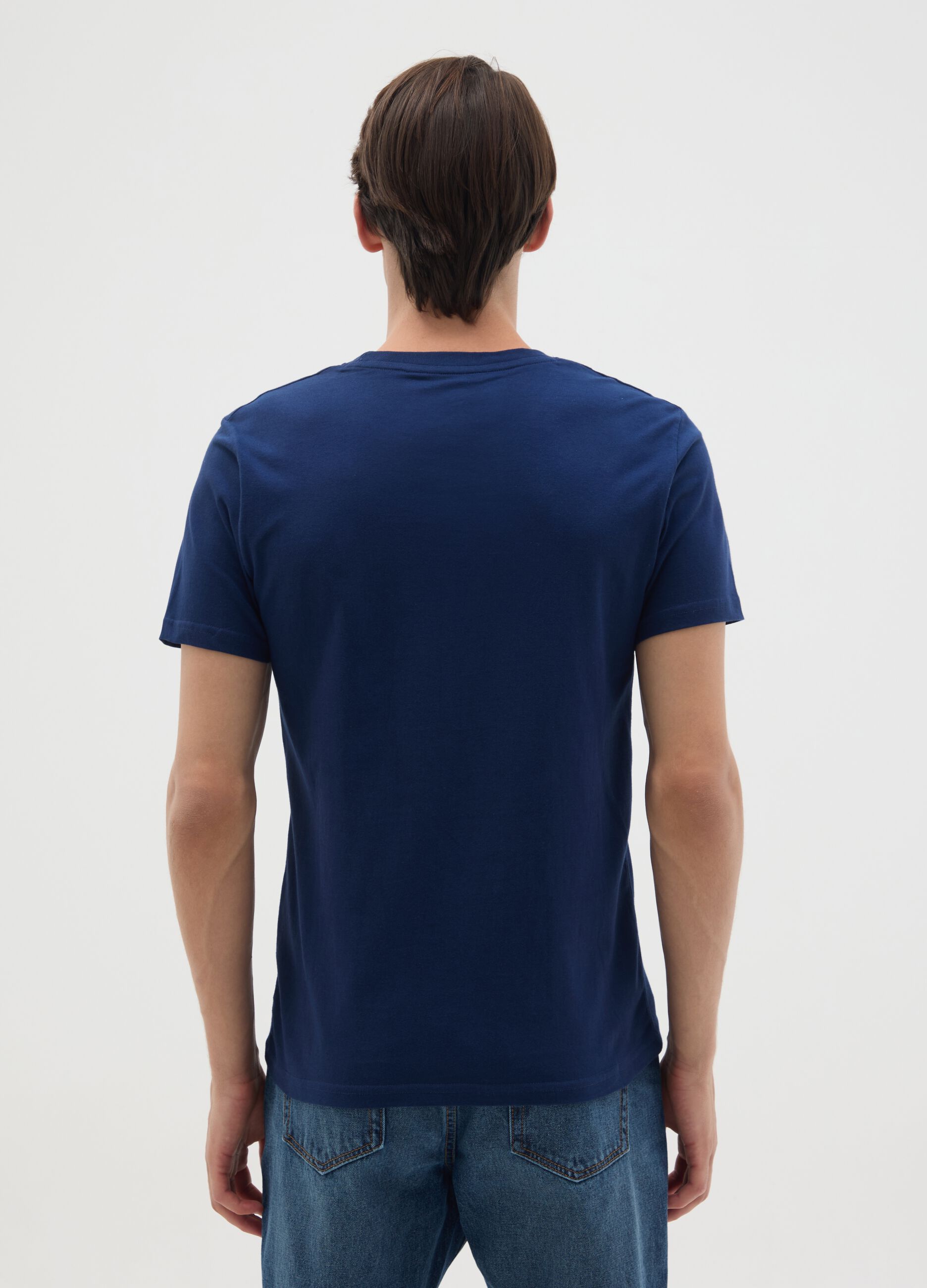 Men's pure cotton blue T-shirt with Superman logo