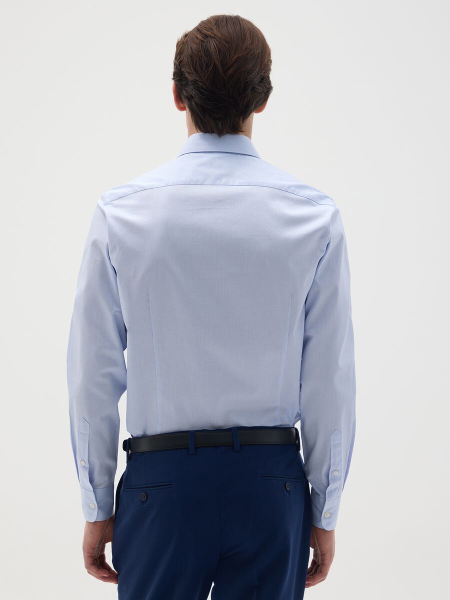 Camicia da uomo in puro cotone azzurra slim fit easy iron_1