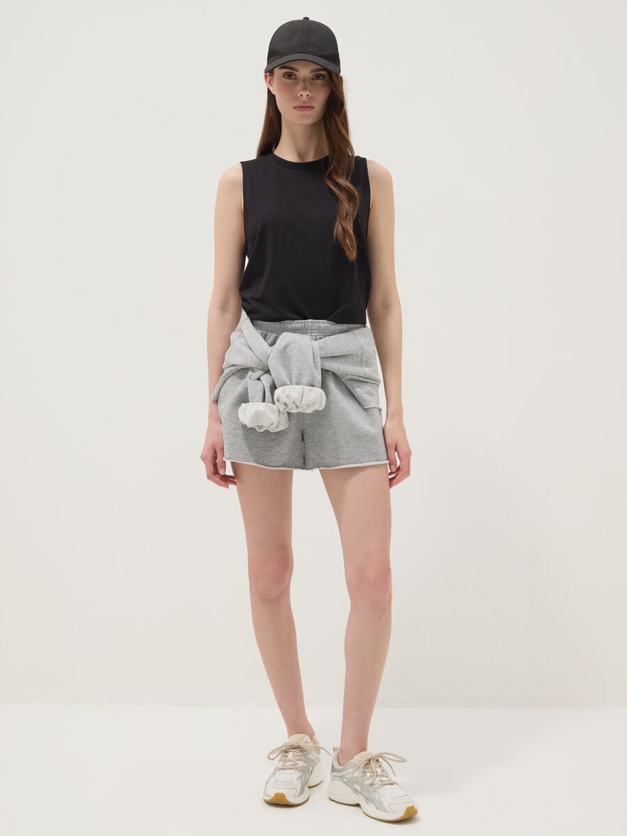 Tank top nero in puro cotone_2