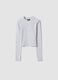 Girls&rsquo; grey organic stretch cotton T-shirt with ribbed neckline_3