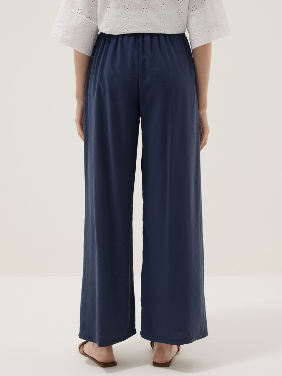 Pantaloni palazzo blu in misto viscosa_2