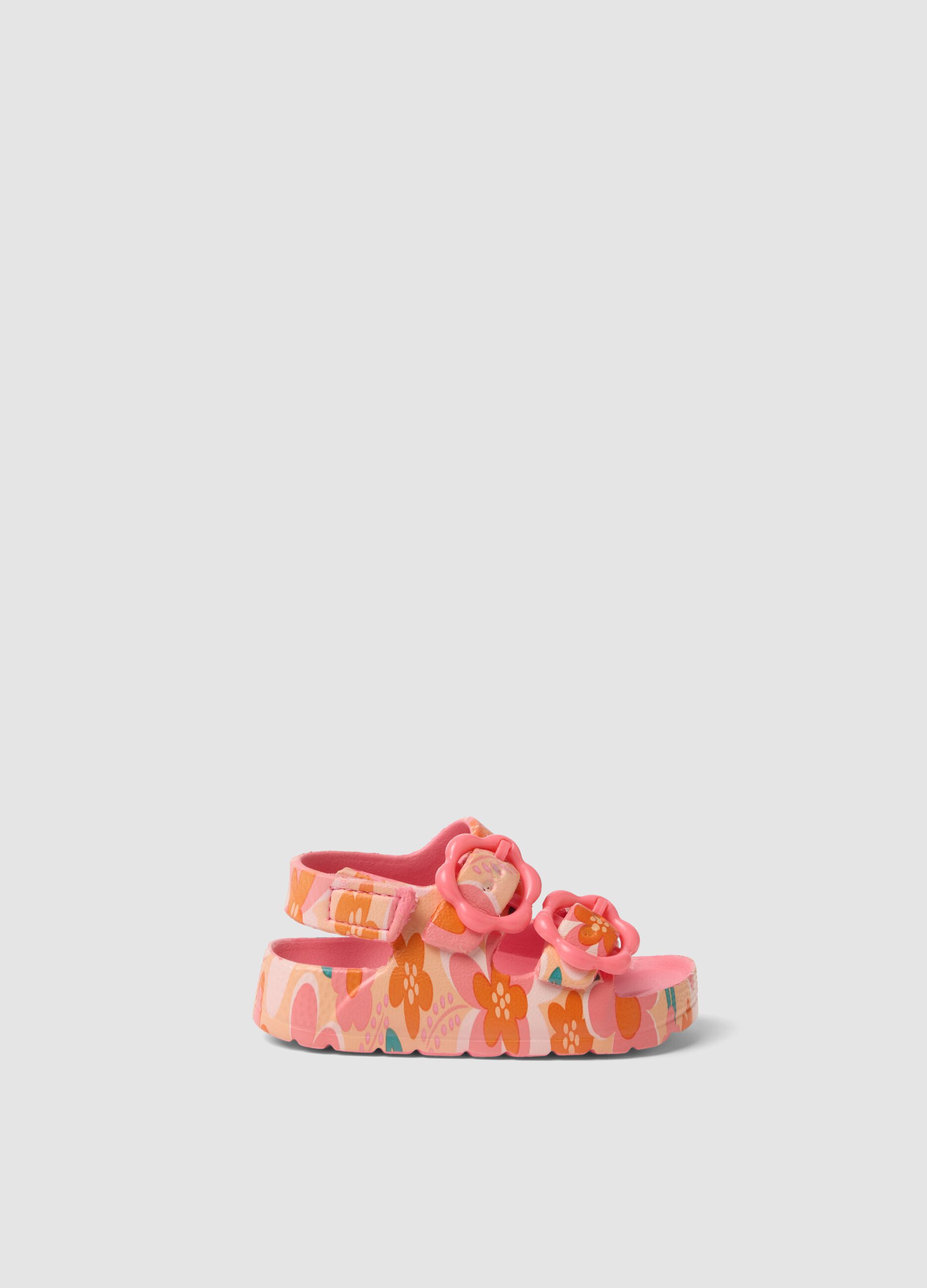 Multicolour baby girl sandals with floral print