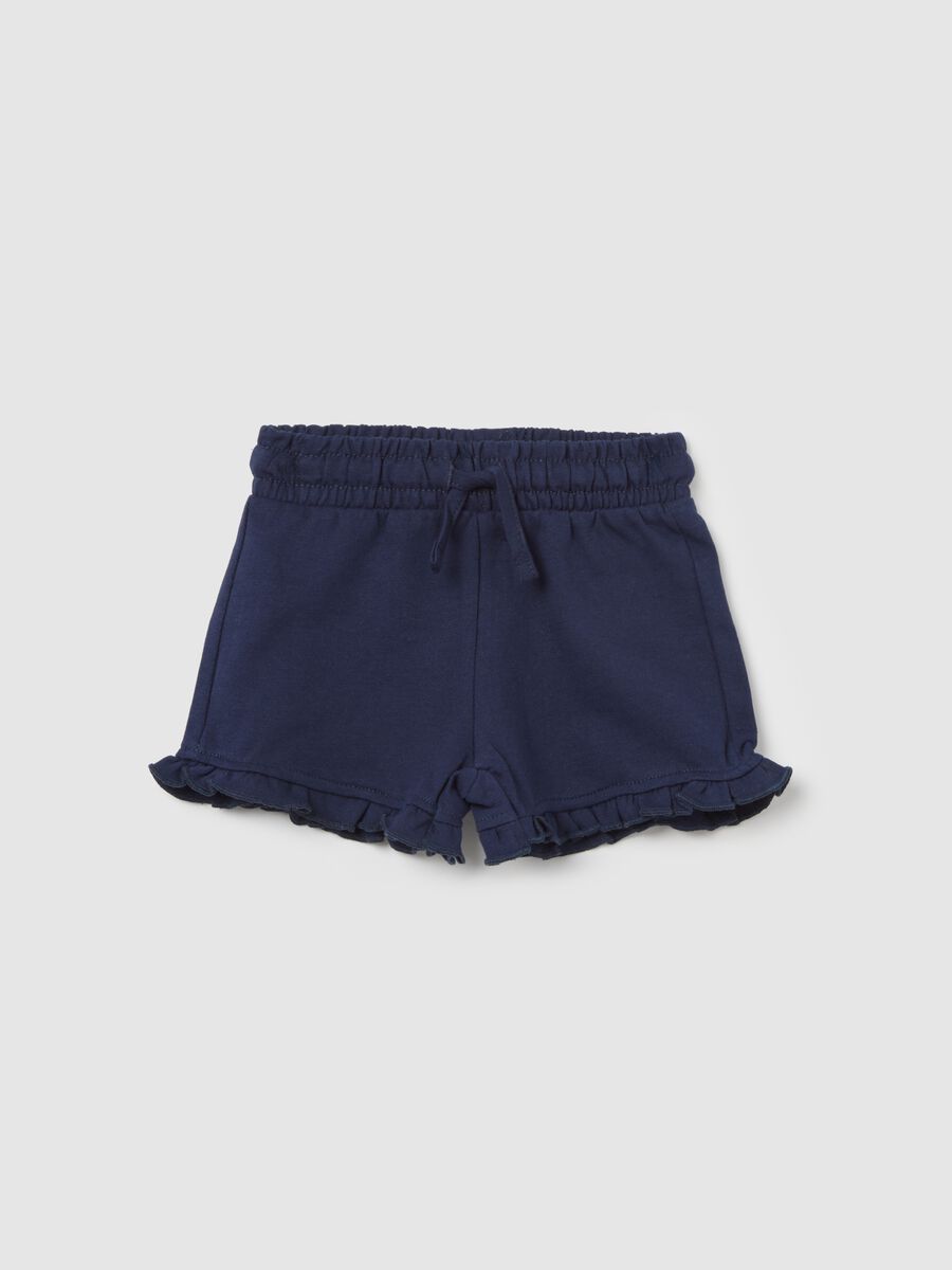 Blue Cotton Shorts with Fagottino Ruffles_0
