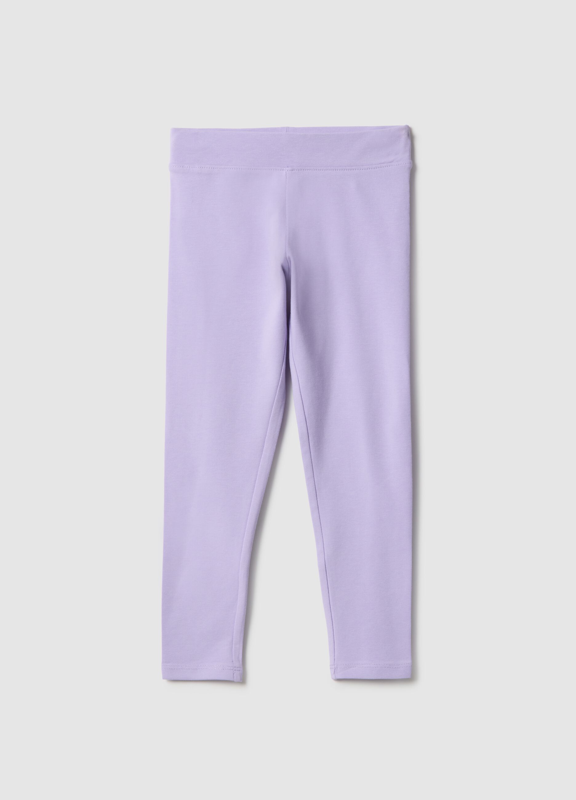 Girls' purple slim fit stretch cotton leggings
