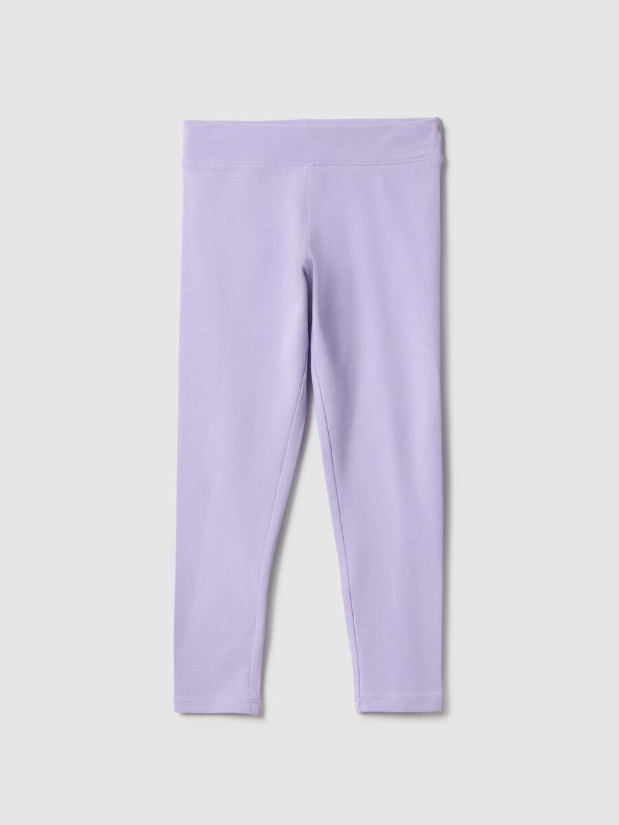 Girls' purple slim fit stretch cotton leggings_0