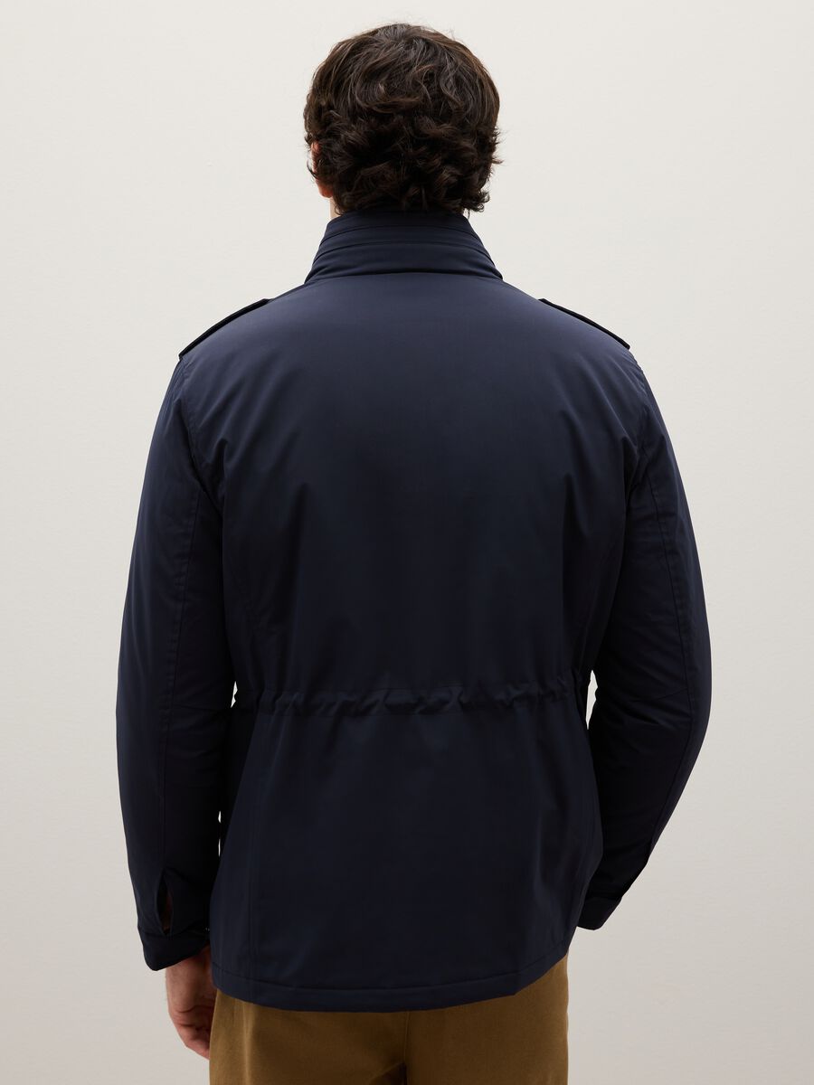 Regular fit blue jacket with pockets and zip closure_3