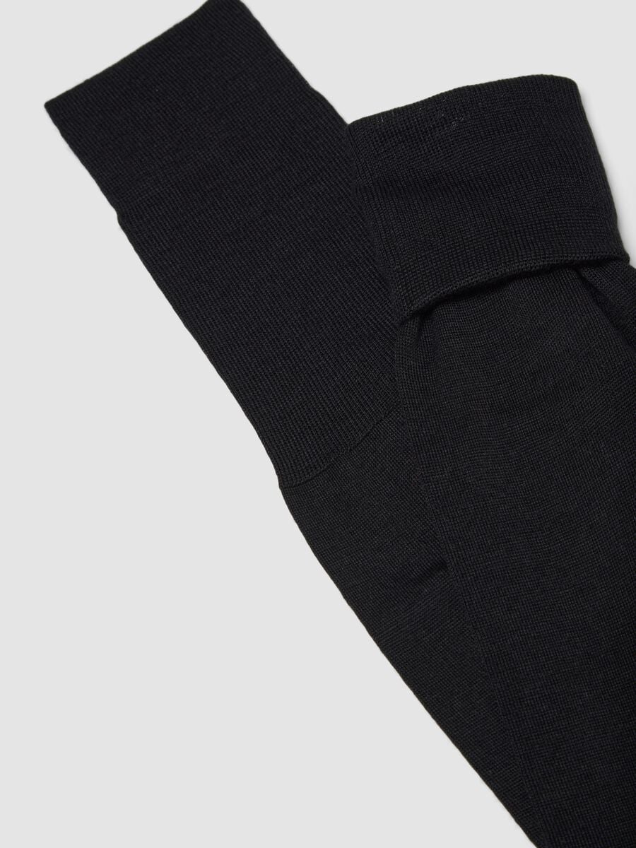 Black wool-blend knee-high socks_2