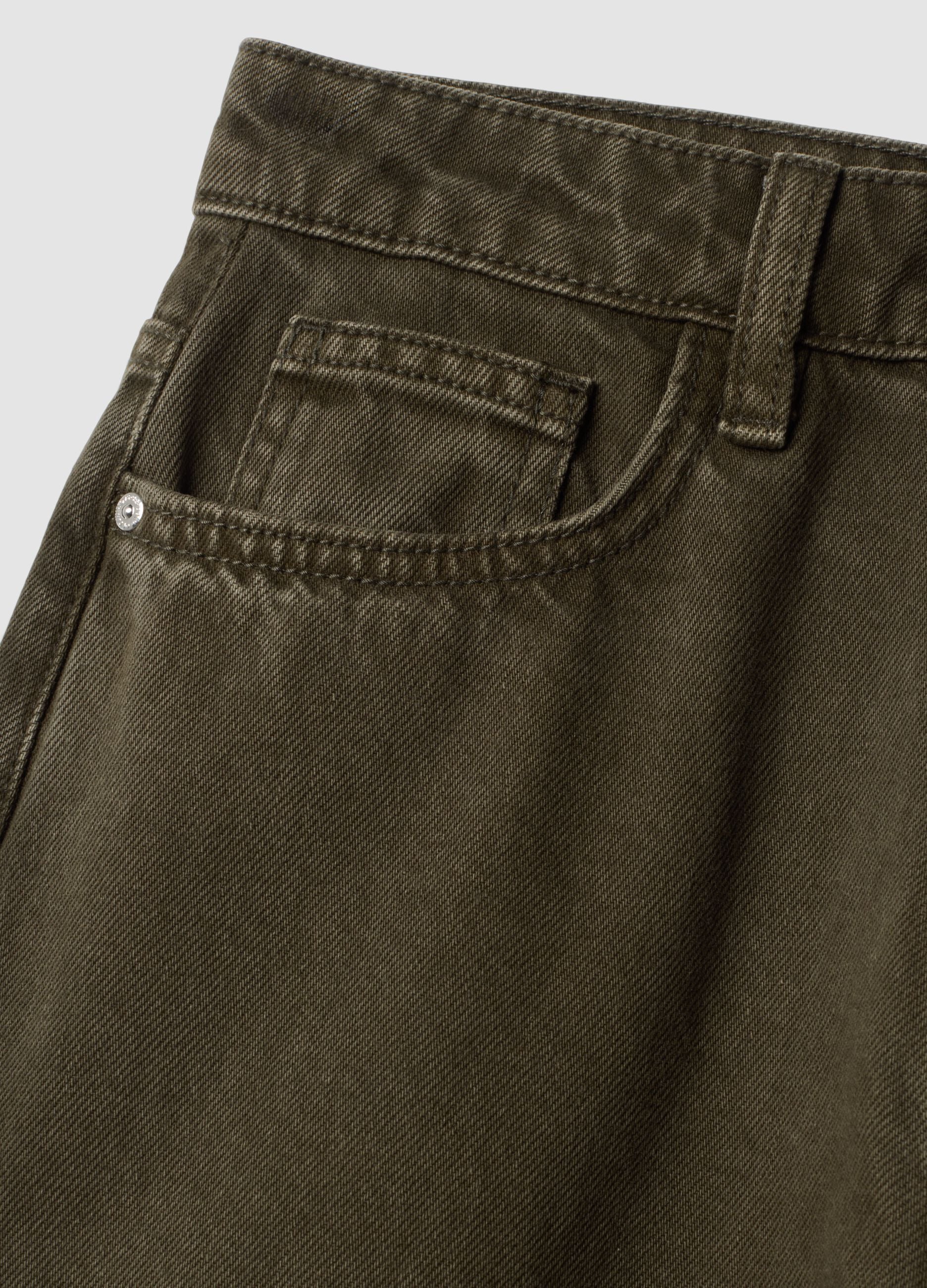 Green pure cotton barrel-fit jeans