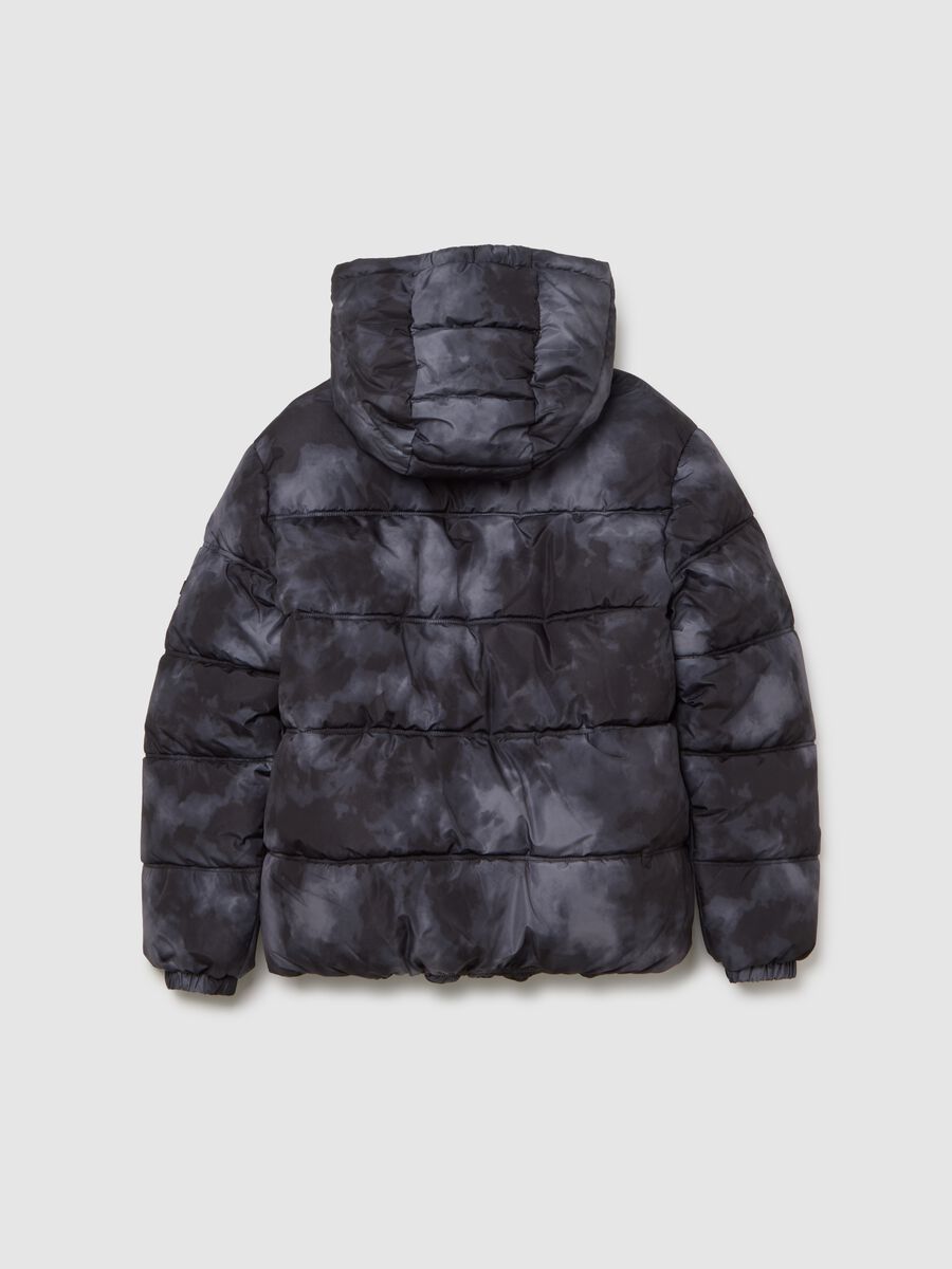 Grey padded boys' regular fit jacket with hood_1