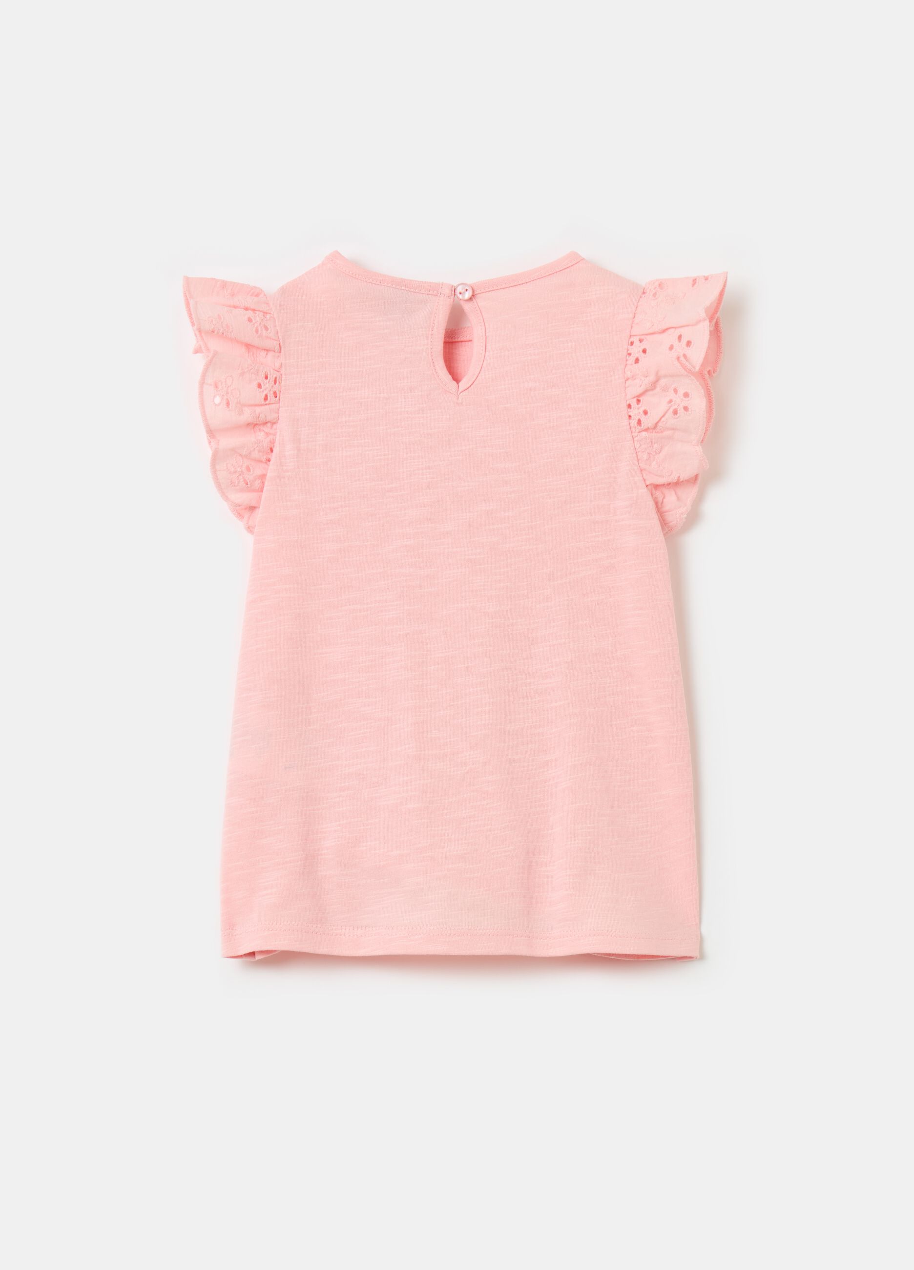 T-shirt with broderie anglaise frills