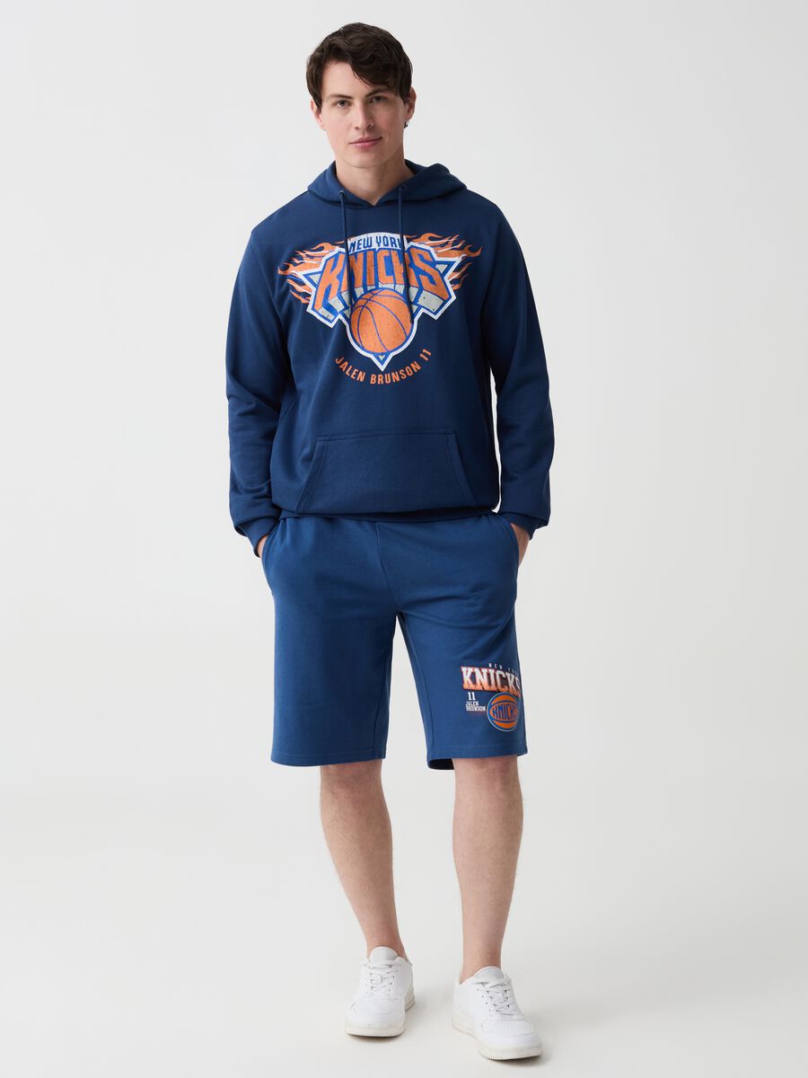 Fleece Bermuda shorts with NBA New York Knicks print_0