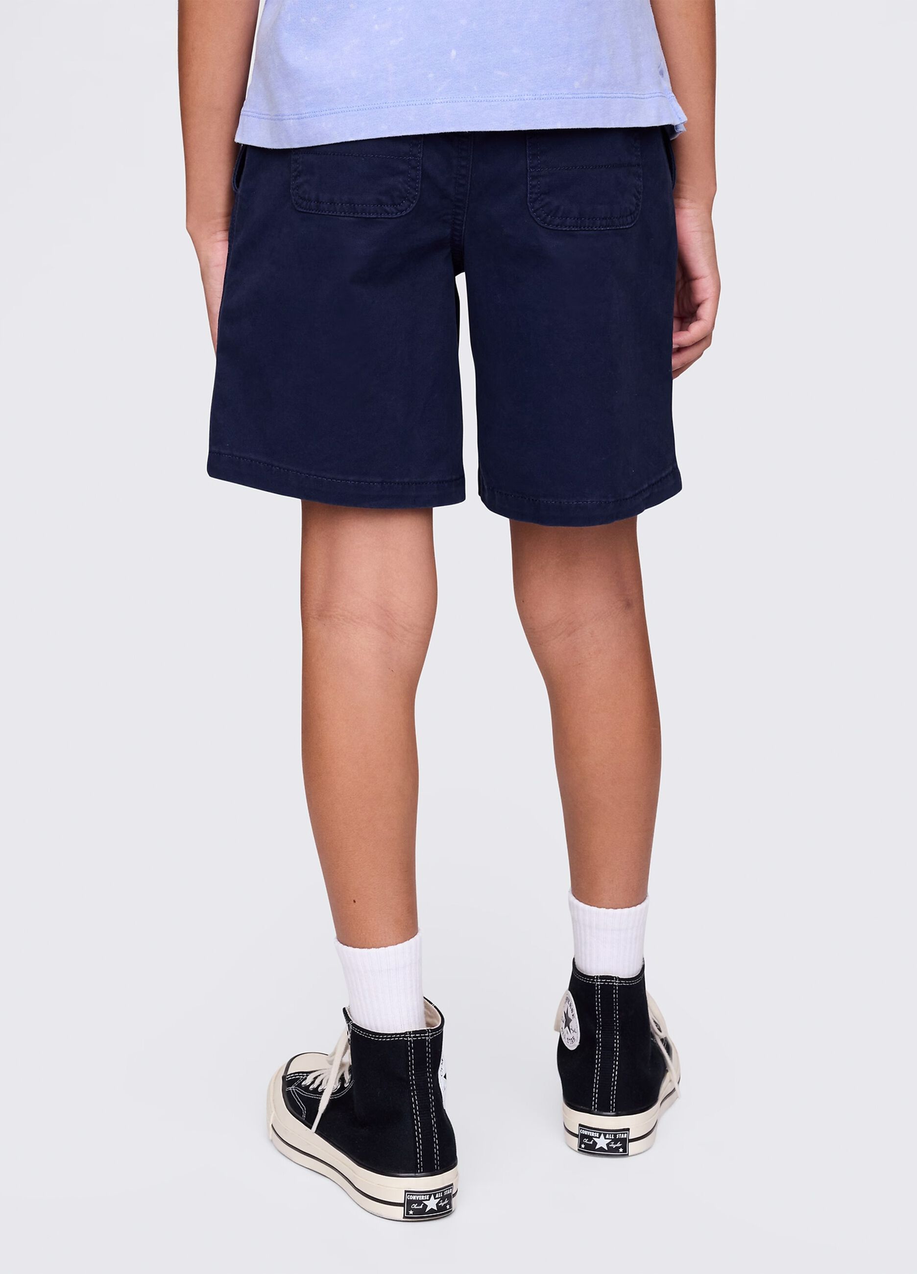 Shorts blu in cotone elasticizzato