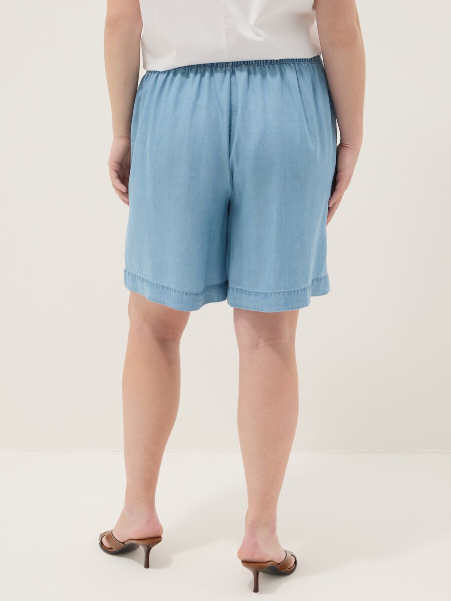 Light blue pure lyocell shorts with elasticated waist, relaxed fit_2