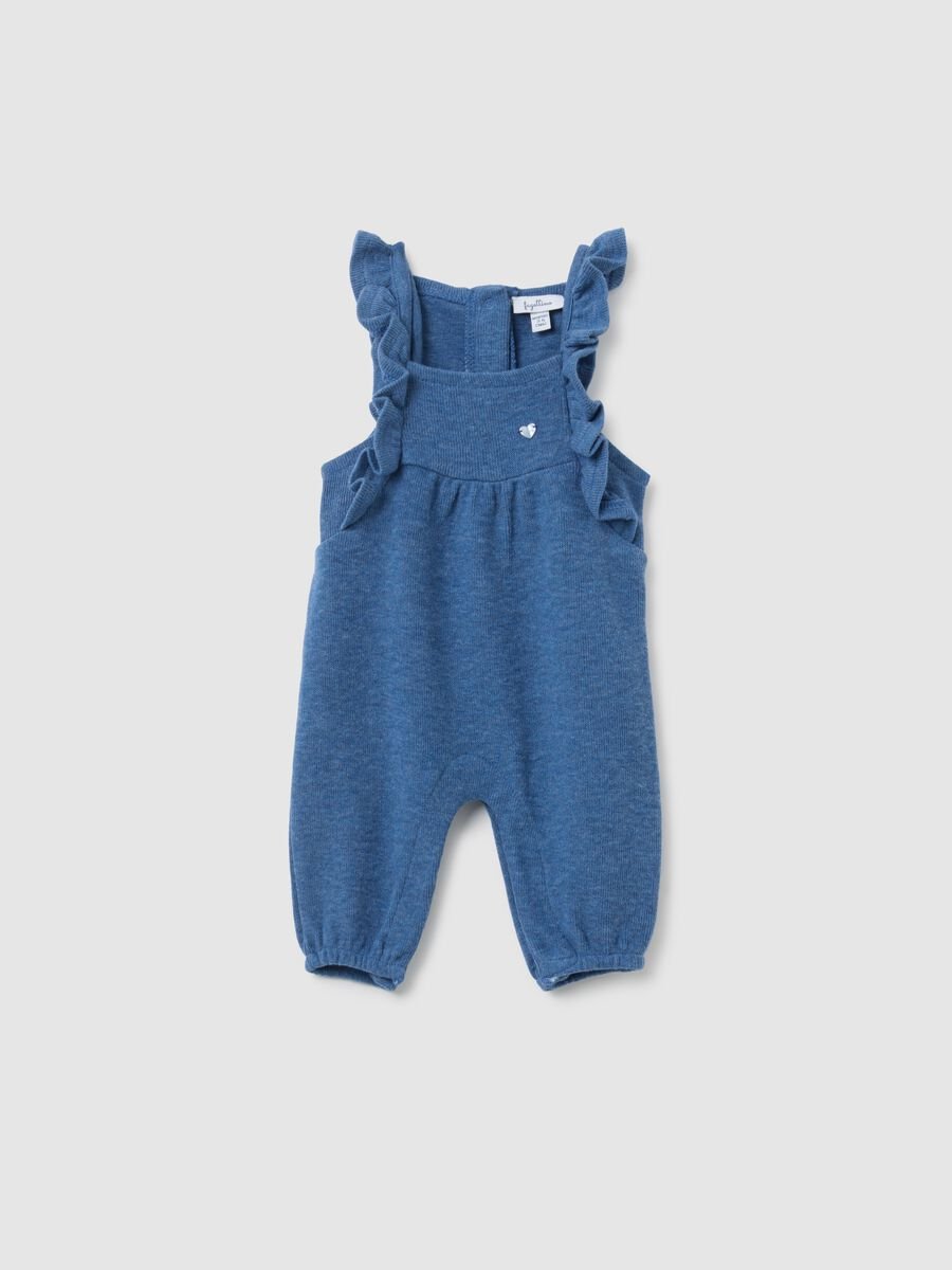 Baby girl's blue cotton dungarees with regular fit_0