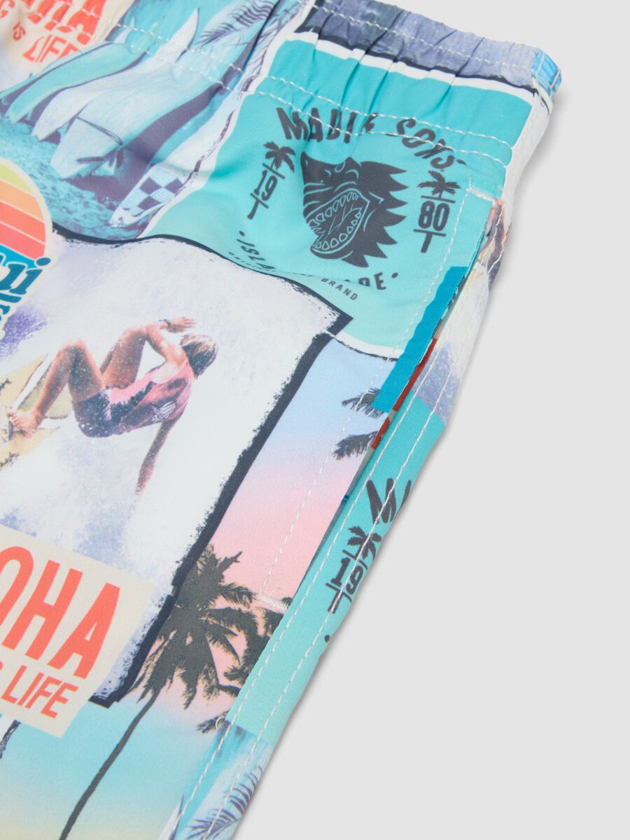 Multicoloured tropical print swim shorts_2