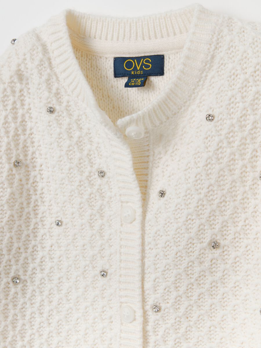 Cardigan with waffle weave and diamantés_2