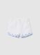White shorts with floral embroidery in cotton_0