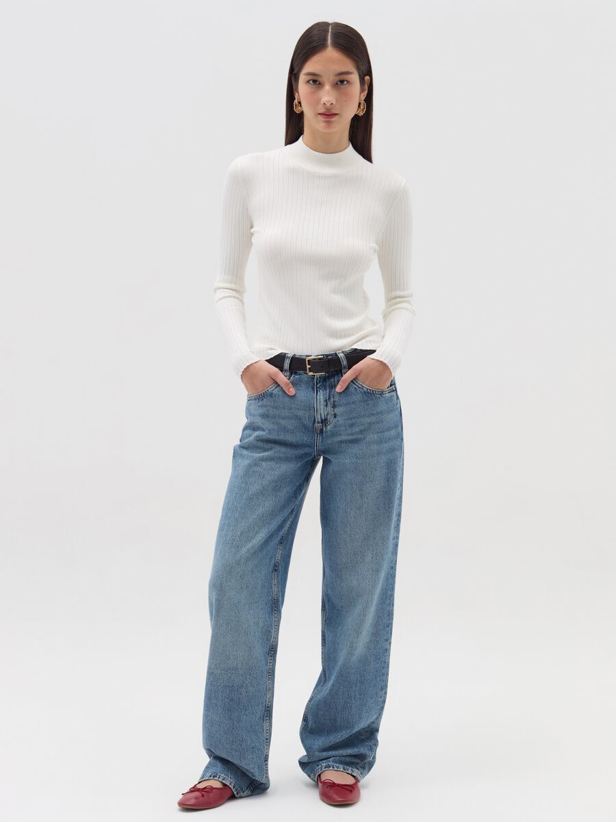 Flat ribbed top with mock neck_1