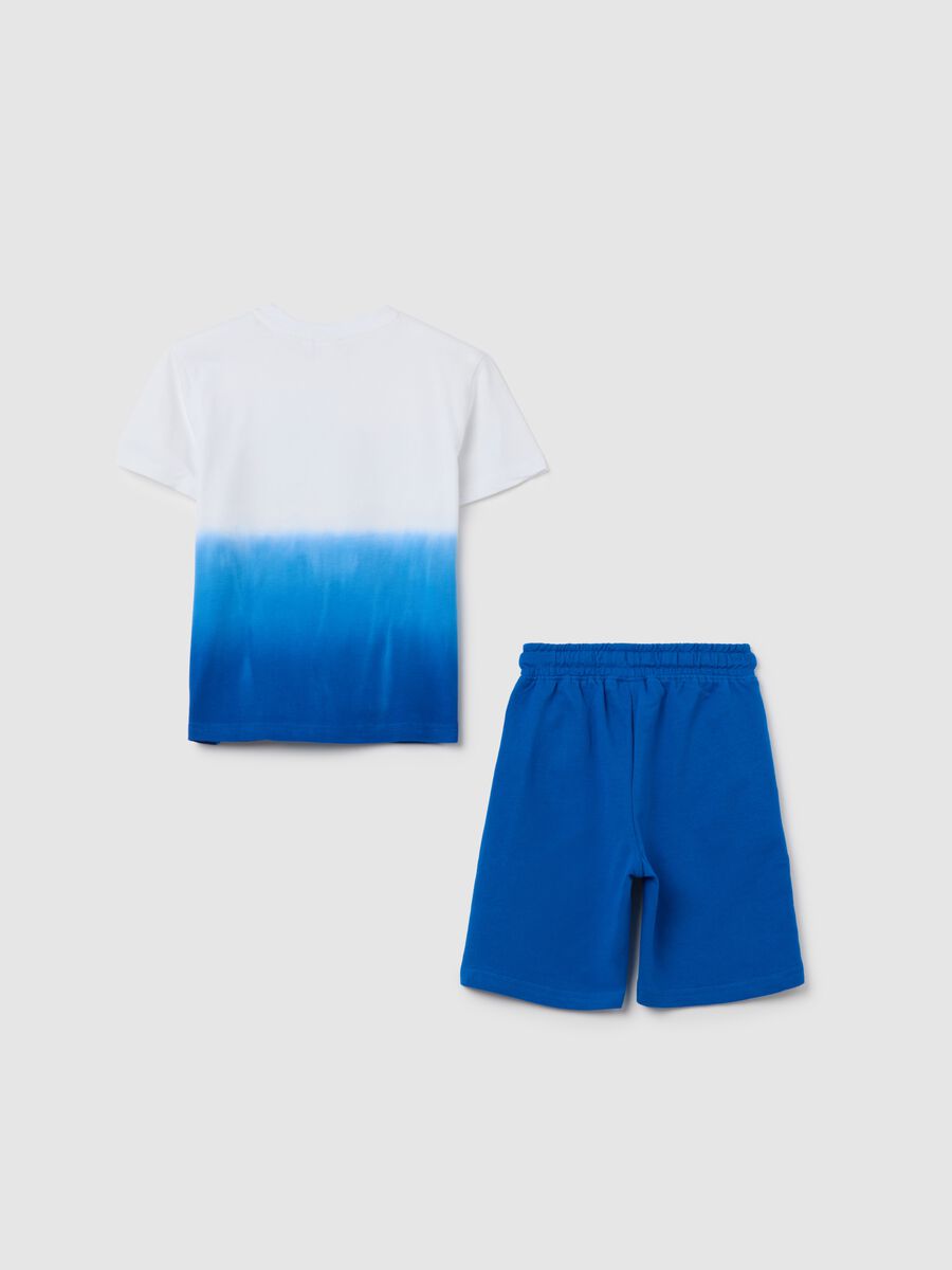 White and blue Sonic jogging set in cotton_1