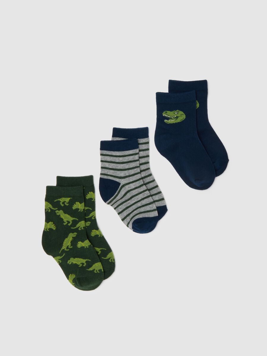 Tripack calze corte da bambino in misto cotone multicolor elasticizzato_0