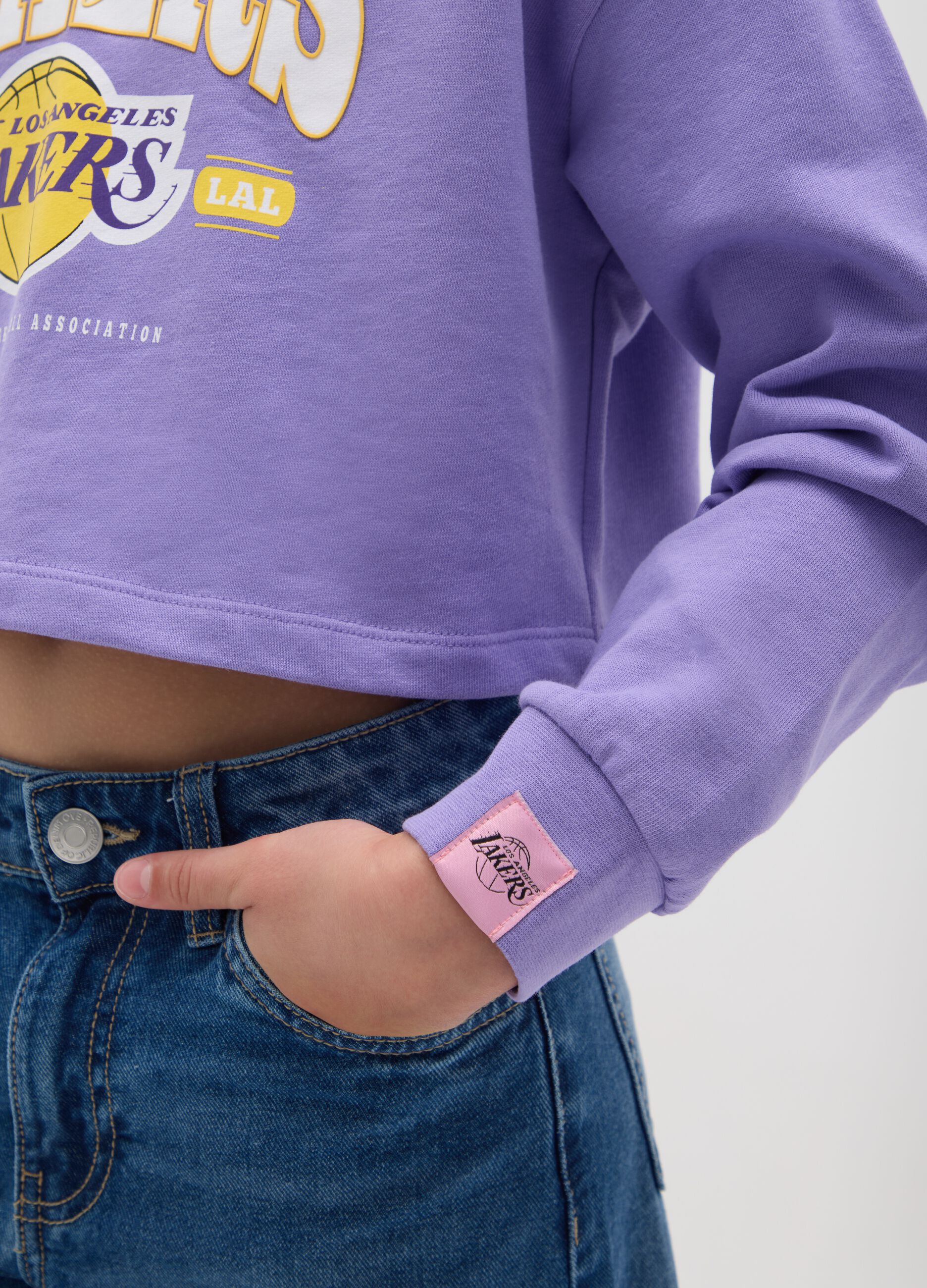 Felpa viola crop con cappuccio NBA Los Angeles Lakers 