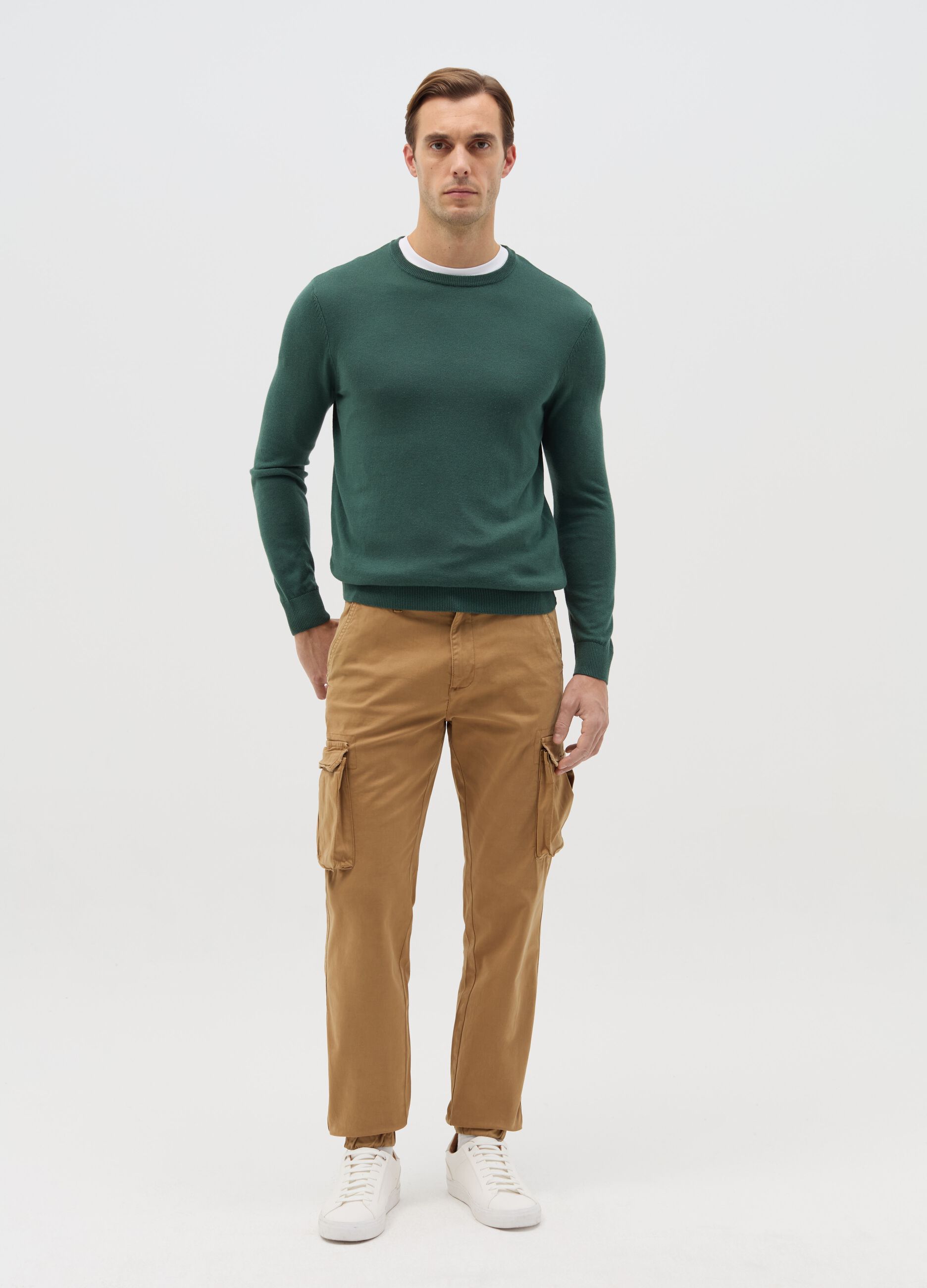 Pantaloni cargo in cotone stretch
