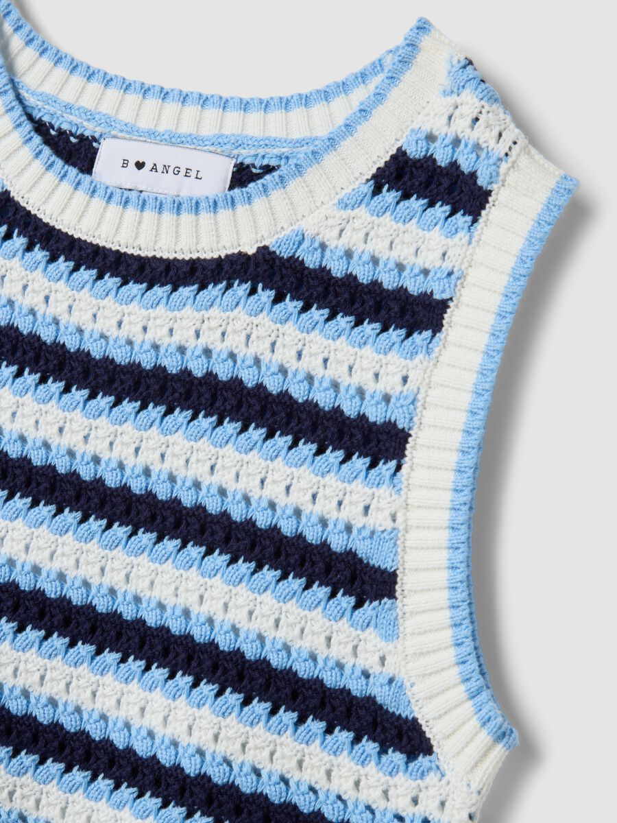 Multicolour striped pure cotton tank top, regular fit_5