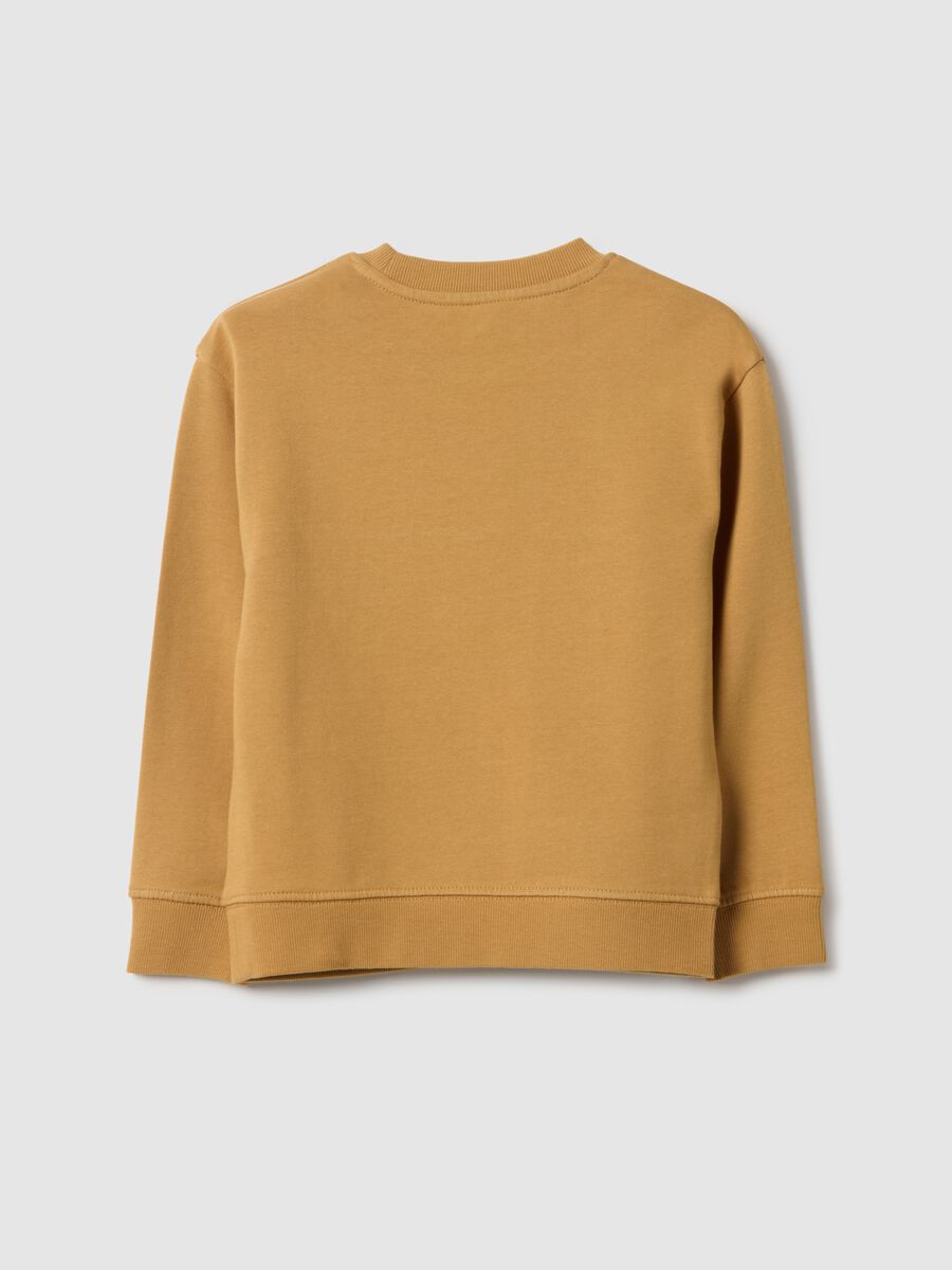 Brown crew neck cotton sweatshirt for children in over fit_1