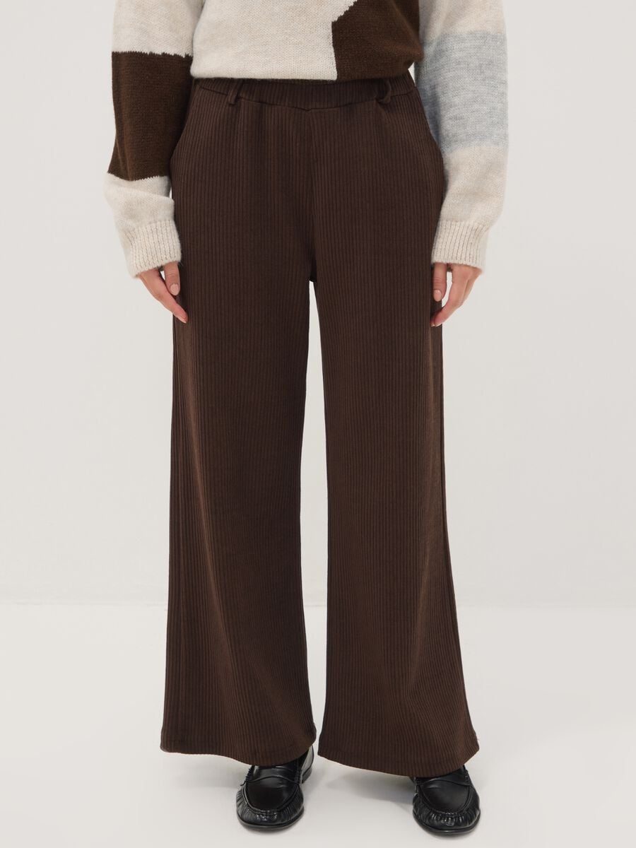 Brown long stretch regular-fit trousers_1