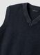 Blue cropped pure cotton vest with deep V-neck_5
