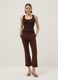 Brown viscose blend fitted tank top_0