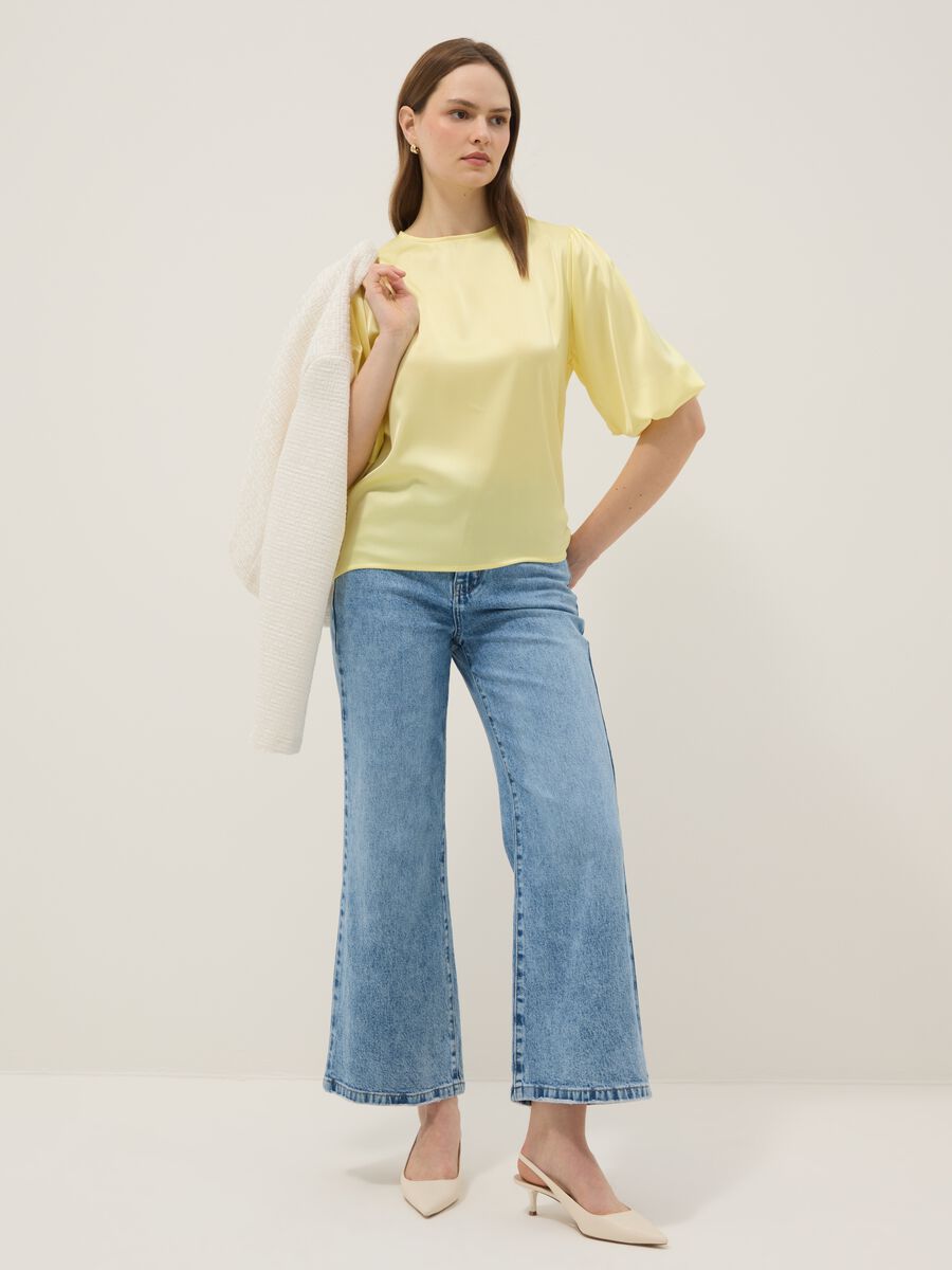 Maglia a maniche lunghe gialla regular fit con chiusura a goccia_1