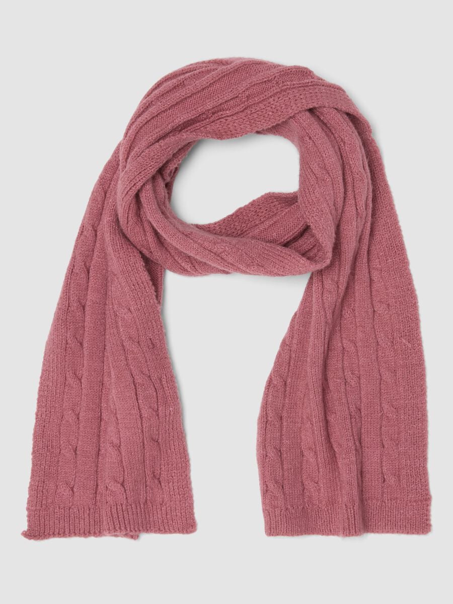 Sciarpa rosa in misto viscosa a trecce_0