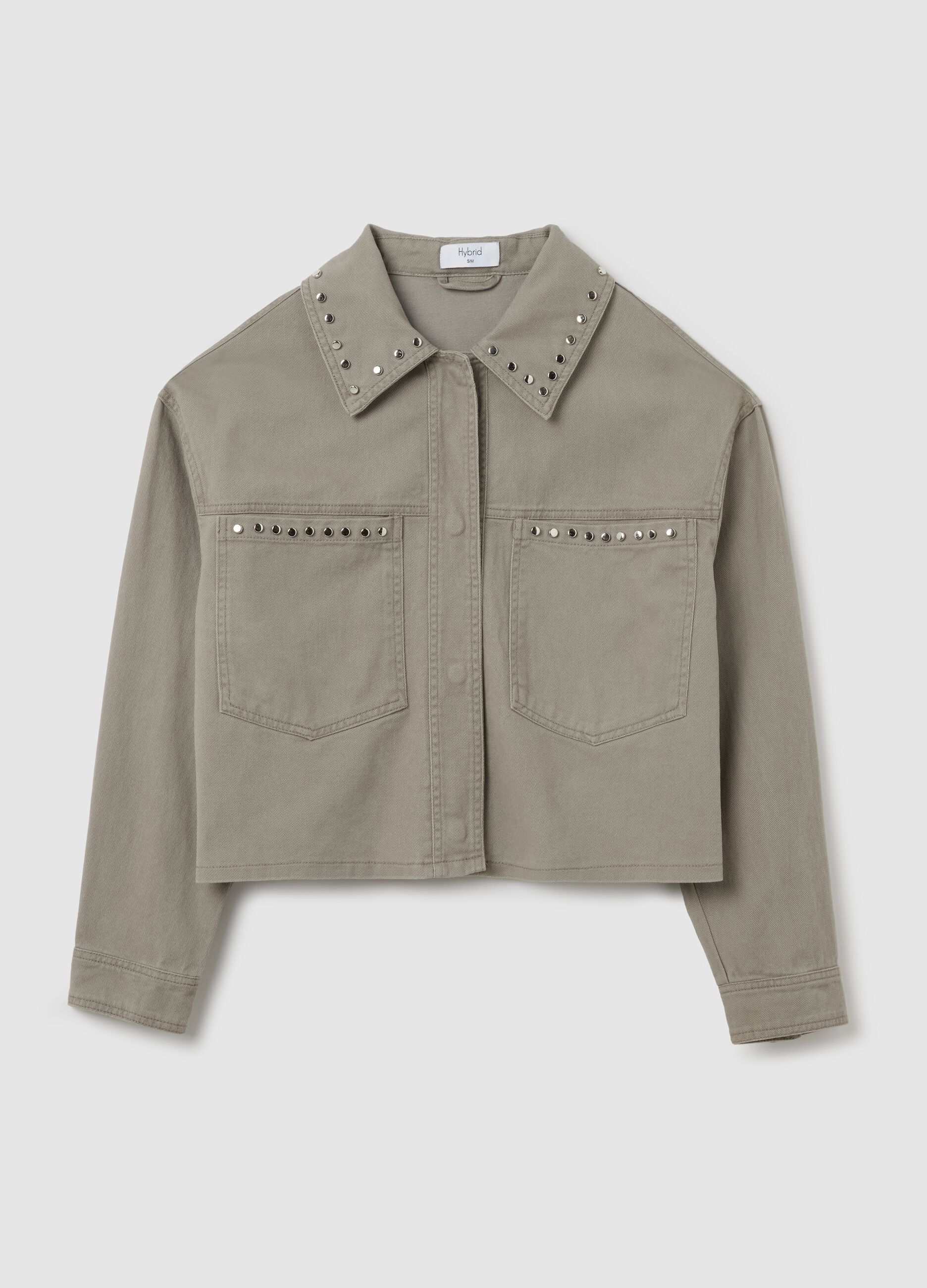 Grey jacket in cotton with studs