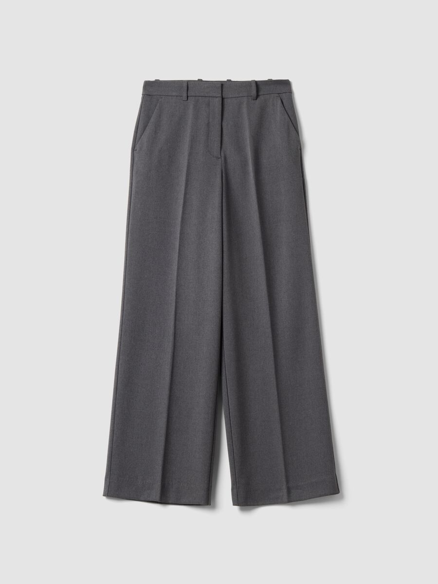 Pantaloni formali grigi flare in viscosa elasticizzata_4