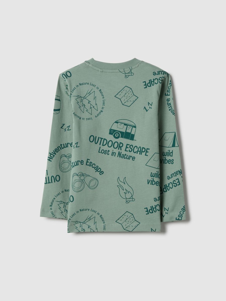 Children's green pure cotton regular fit T-shirt with print_1