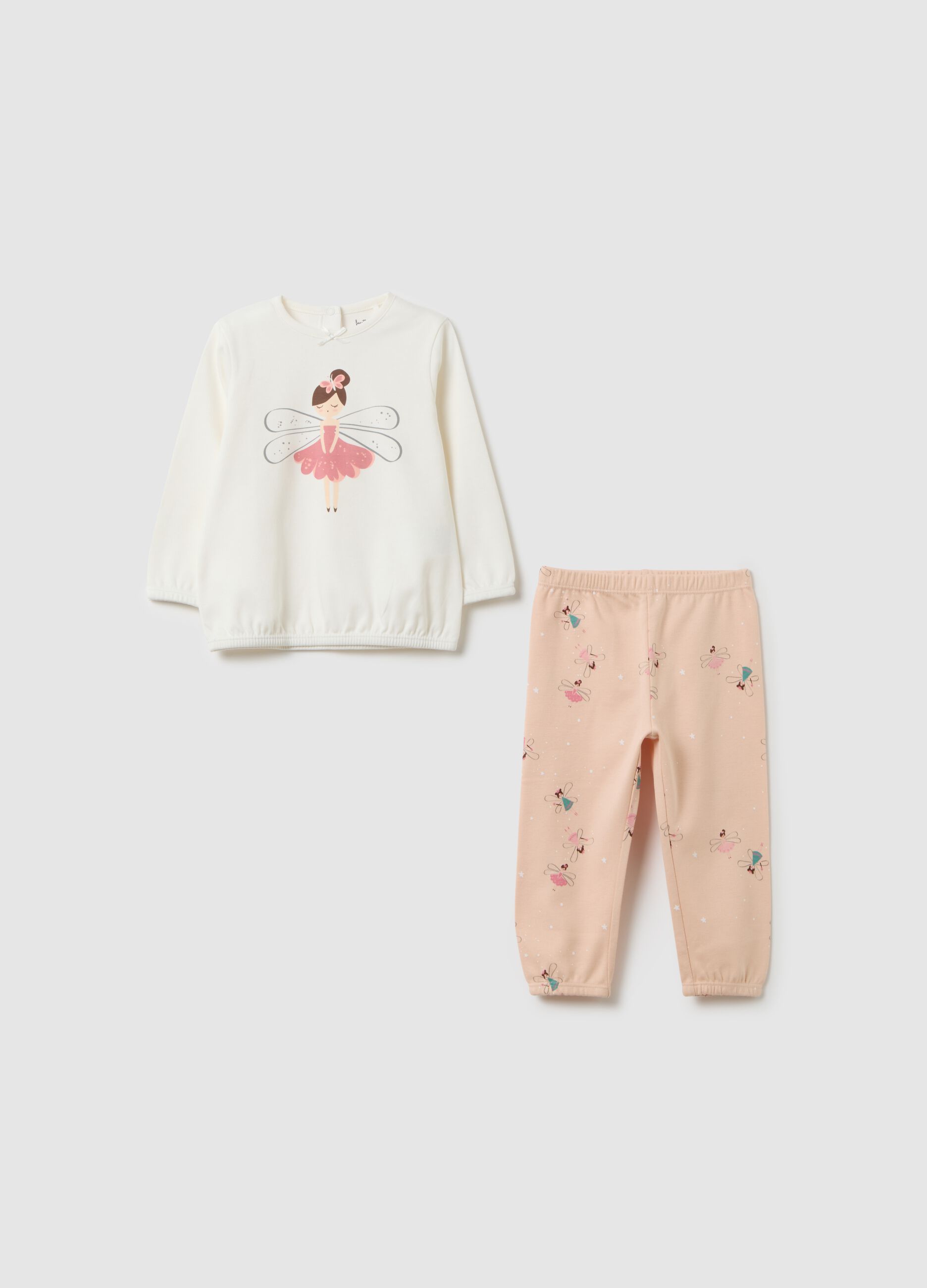 White and pink cotton pyjamas for girls