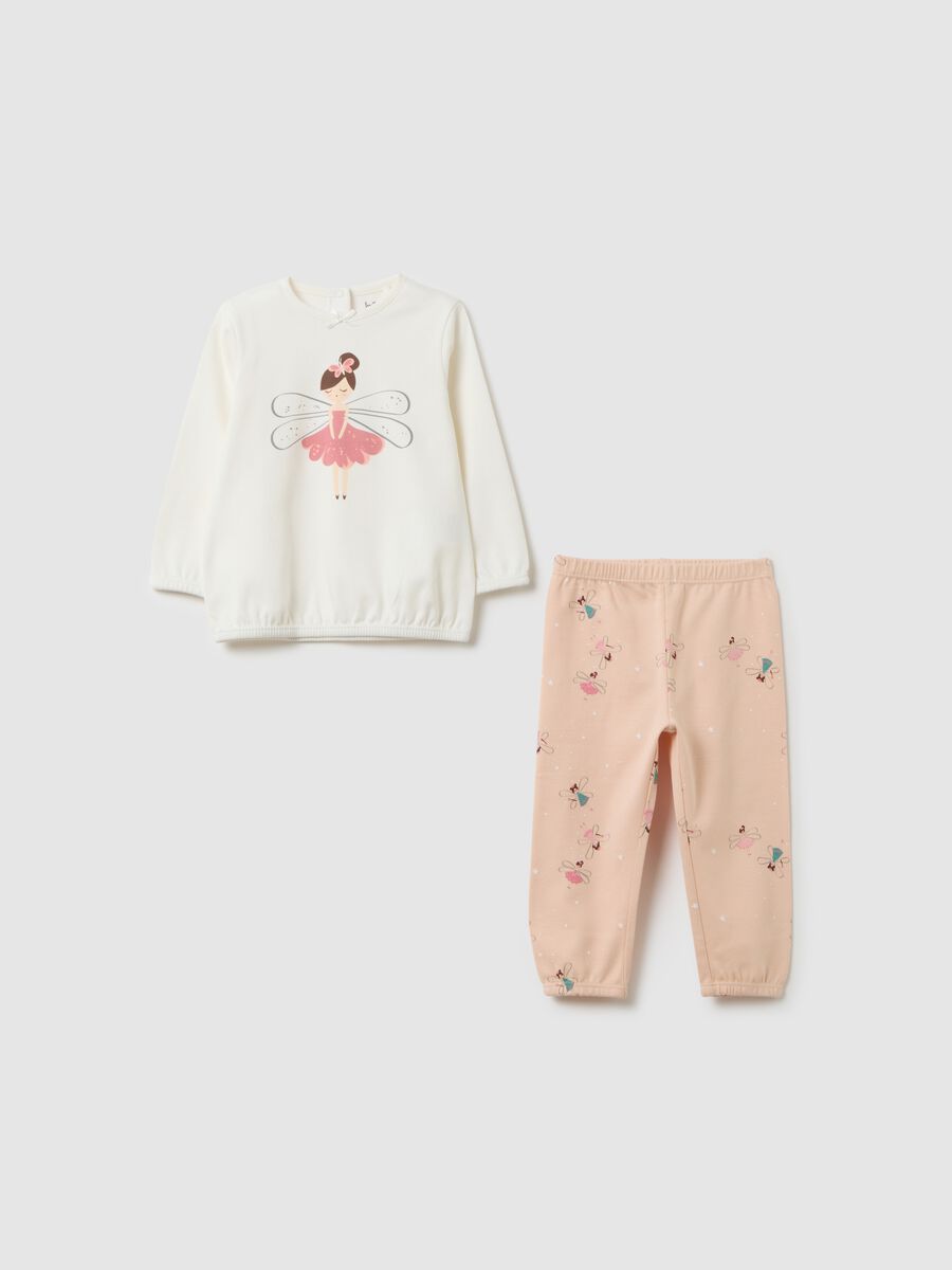 White and pink cotton pyjamas for girls_0