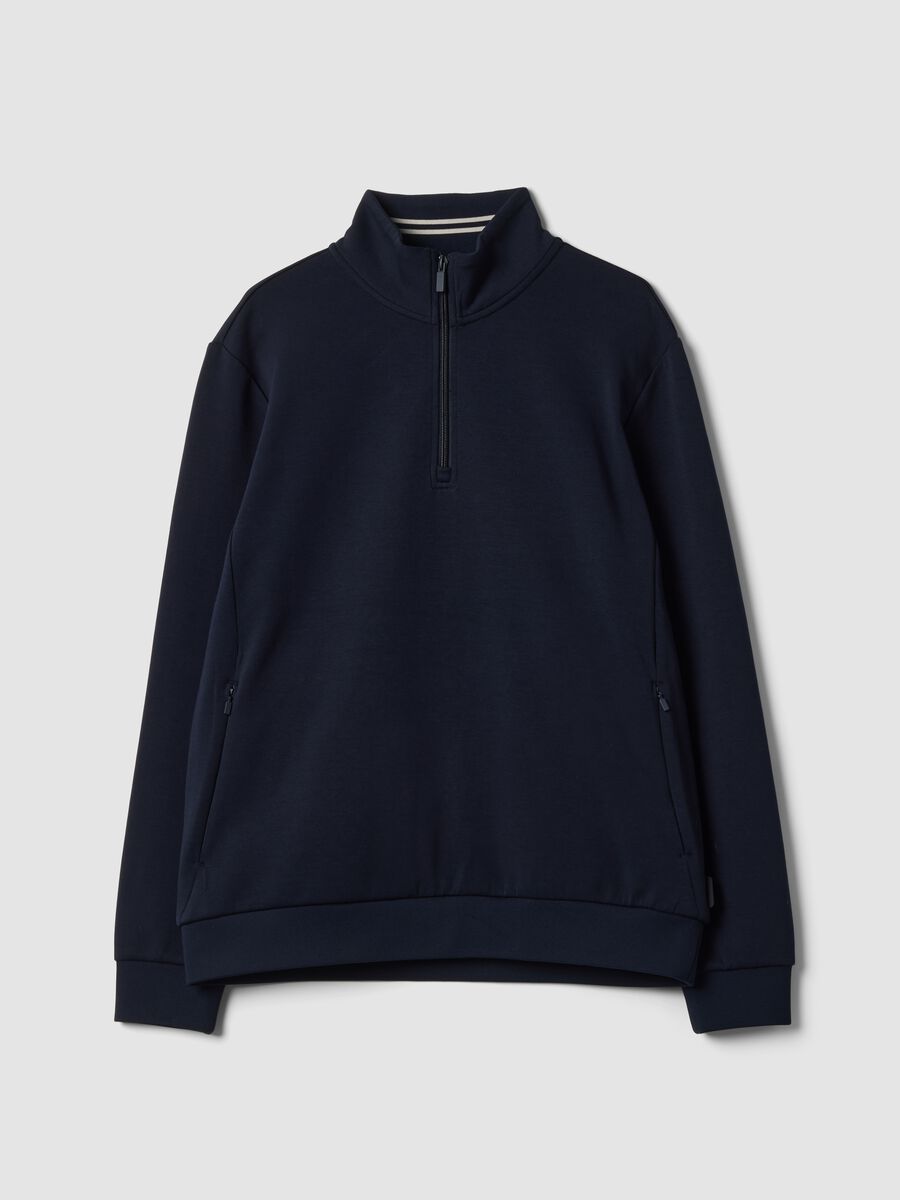 Half-zip blu in cotone elasticizzato traspirante 2 Way Stretch_0