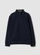 Navy blue breathable stretch-cotton half-zip, 2-way stretch_0